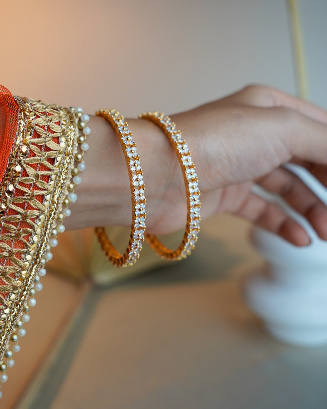 ORO- Beautiful AD Gold Plated Bangles