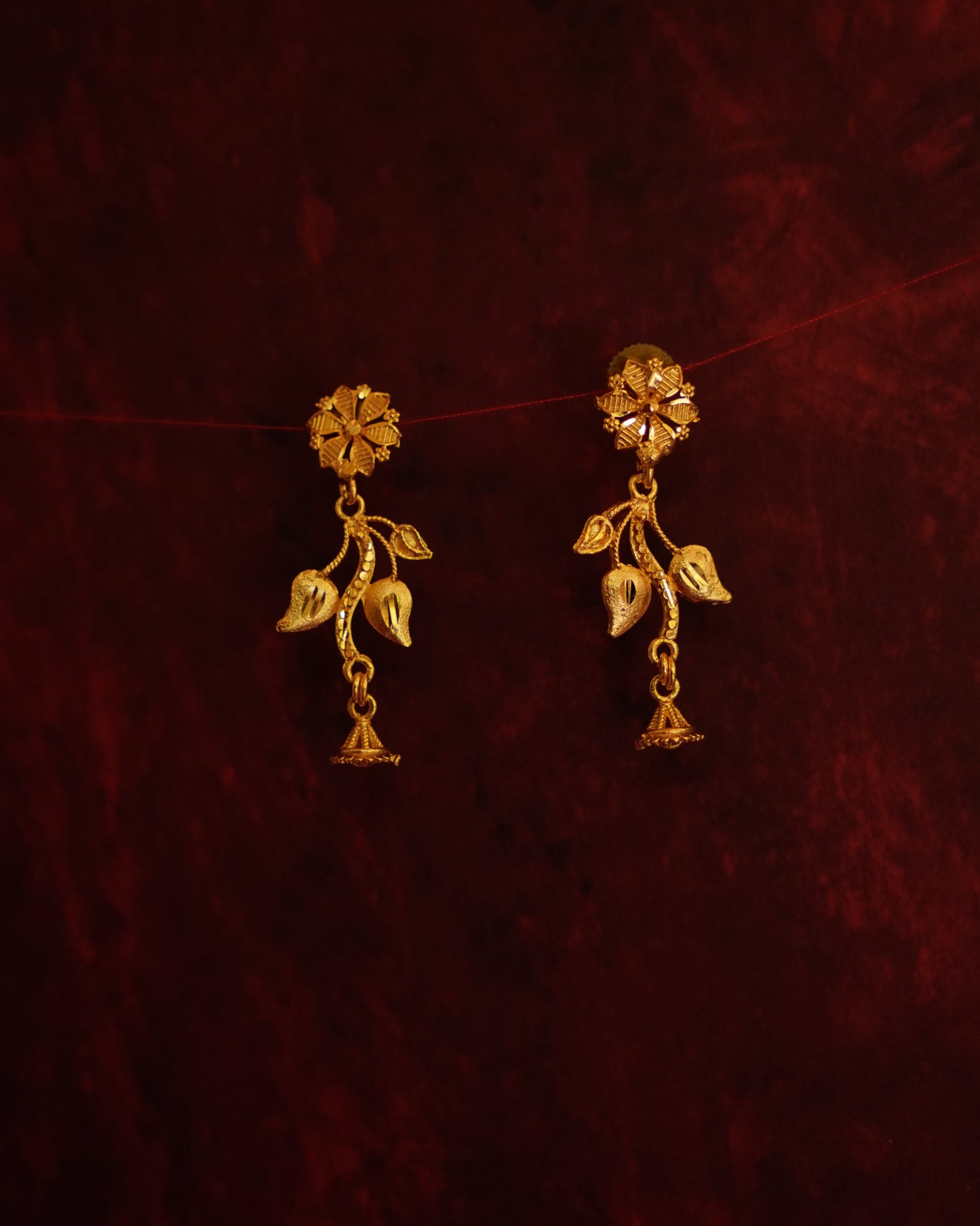 ORO-Royal Leaf Pattern Gold Necklace Set
