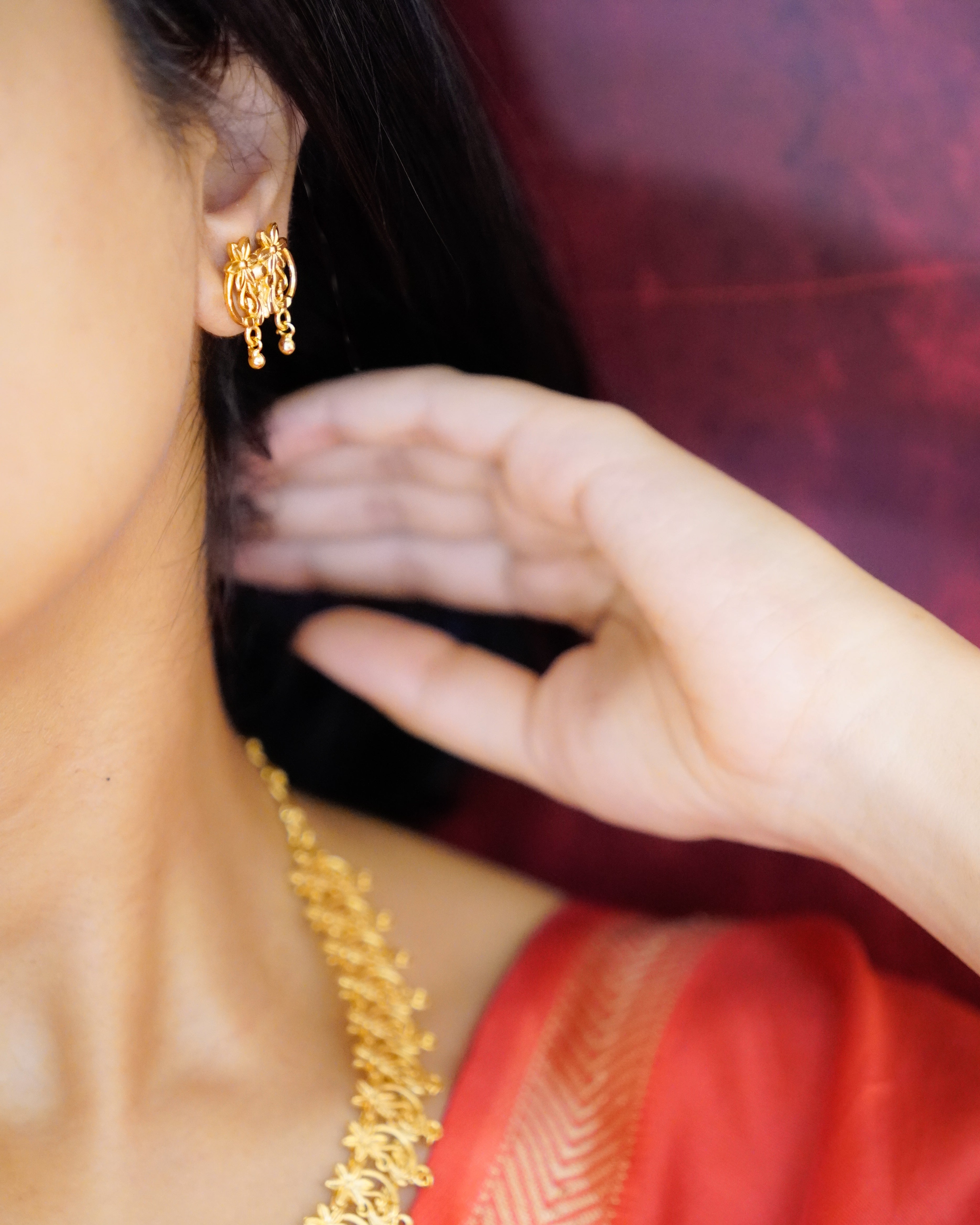 ORO-Gold Necklace with Earrings