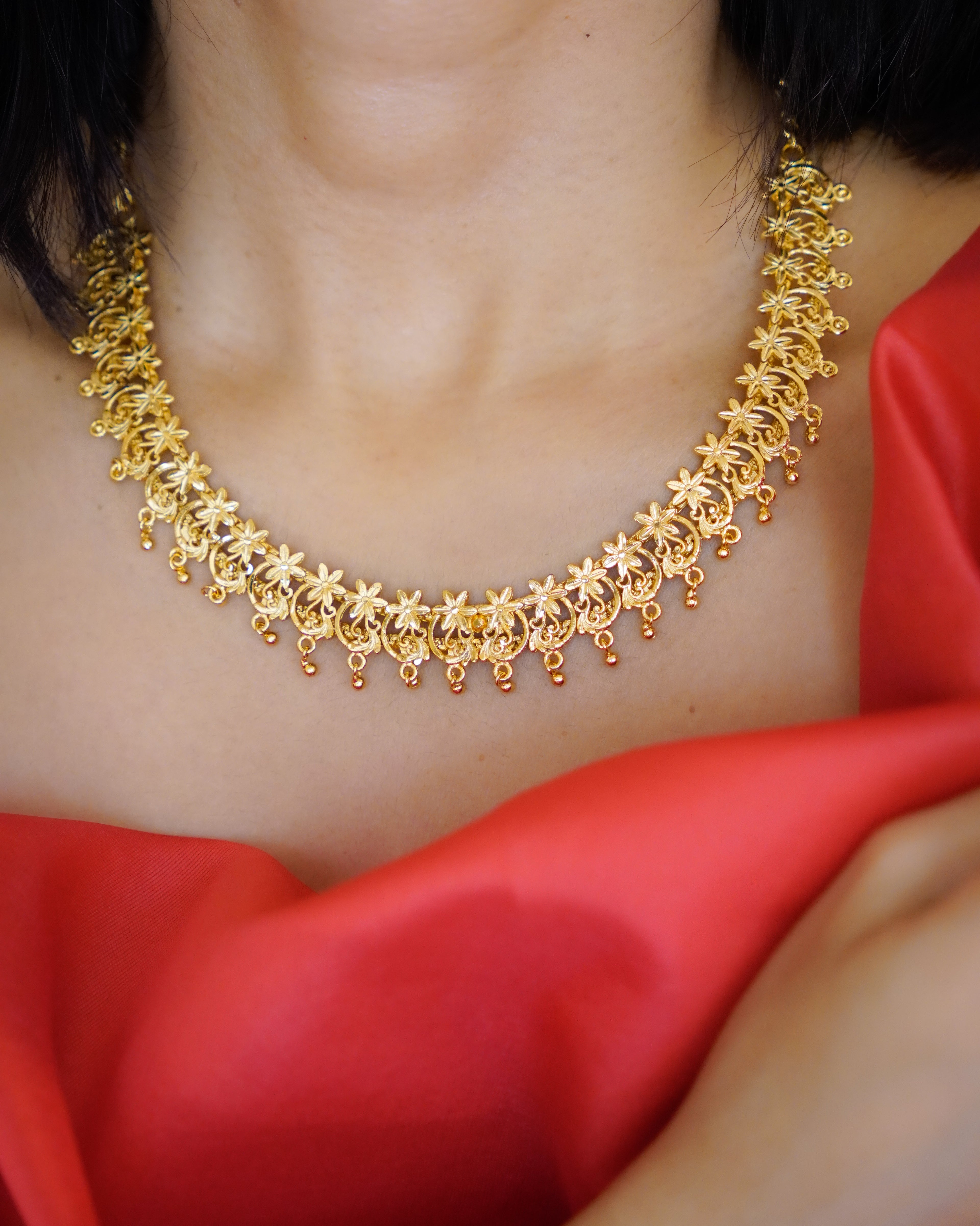 ORO-Gold Necklace with Earrings