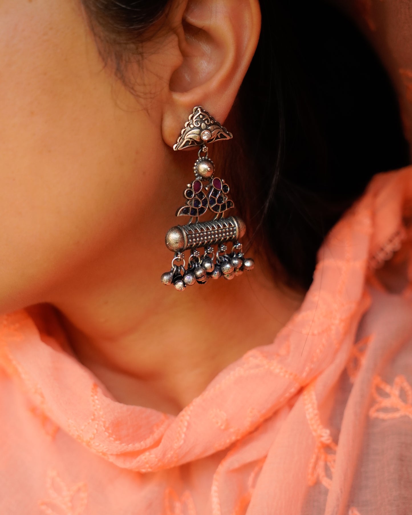 Anassa-Bird Motif Stone Earrings