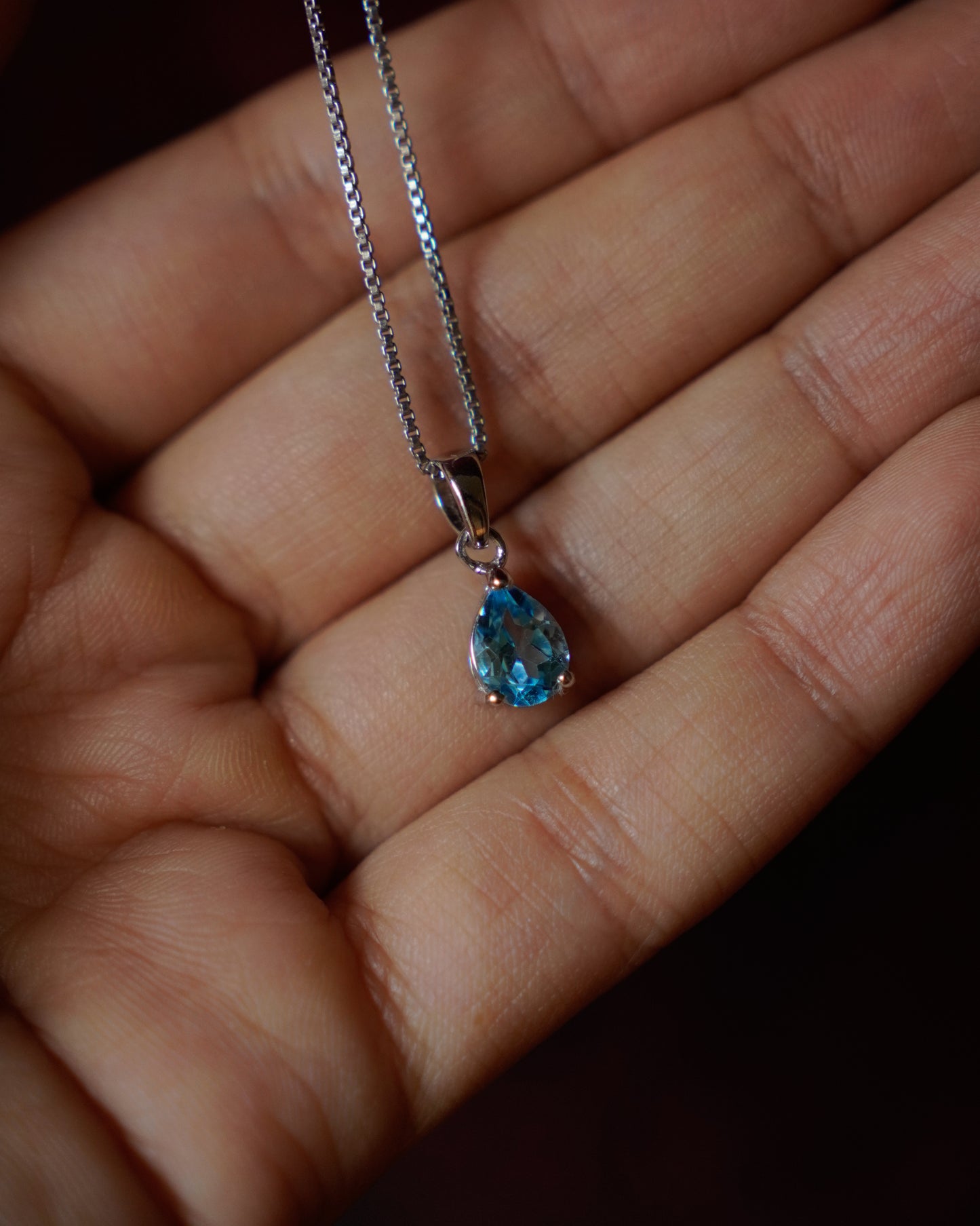 ARTEMIS-Ocean Blue Topaz Pendant In 925 Silver