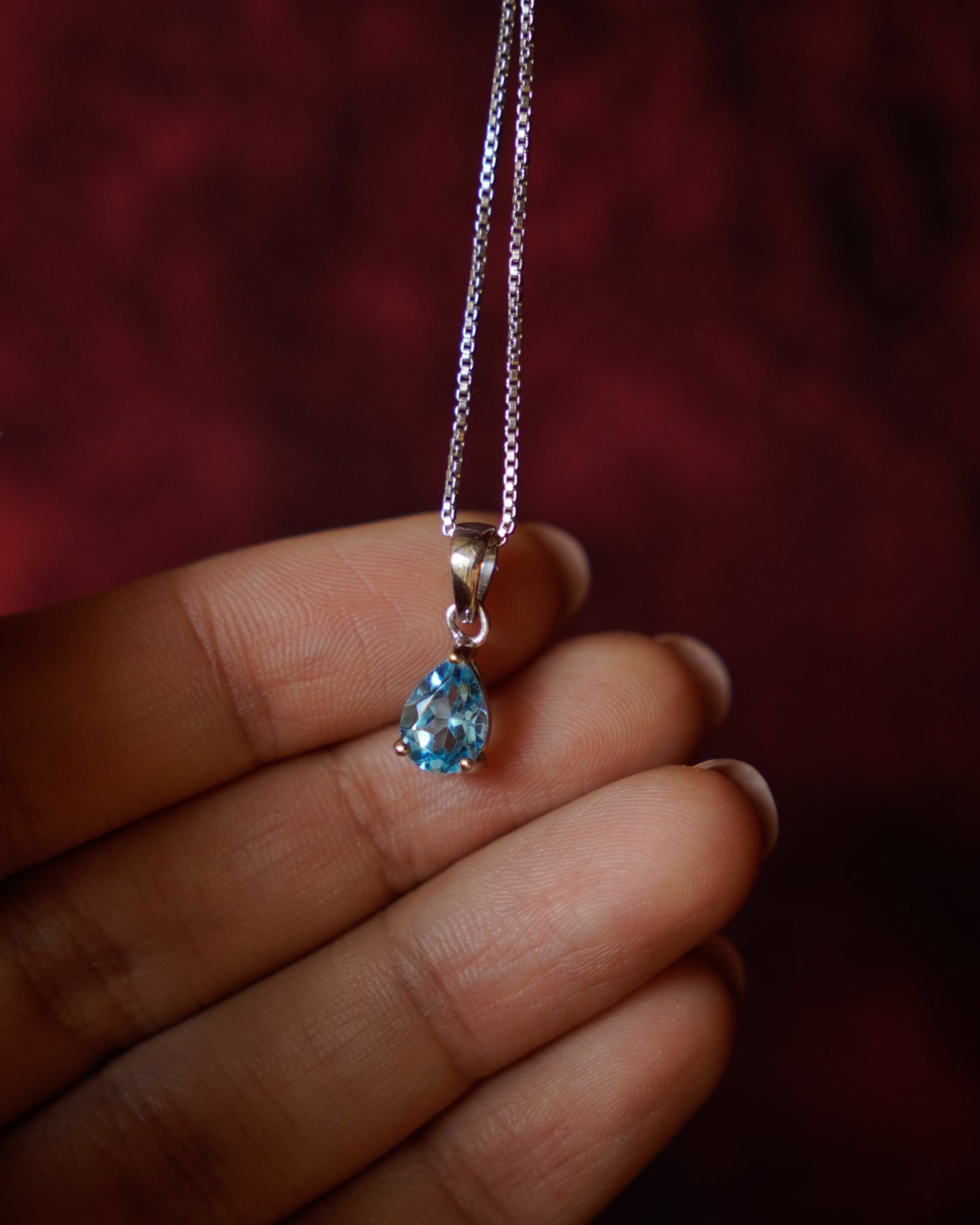 ARTEMIS-Ocean Blue Topaz Pendant In 925 Silver