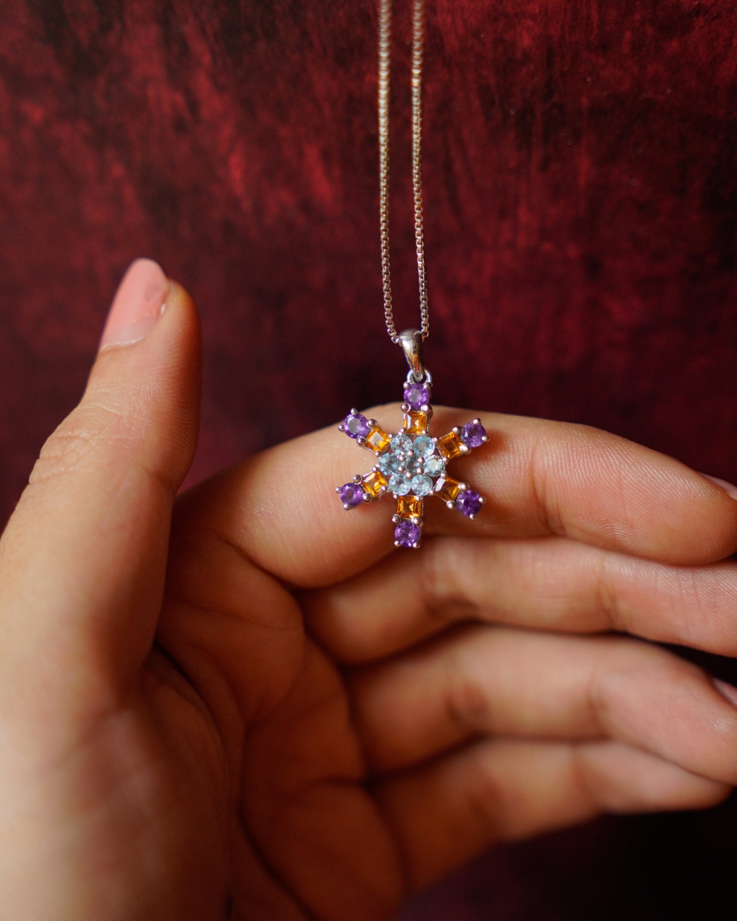 ARTEMIS- Multi Colored Flower Pendant In 925 Silver