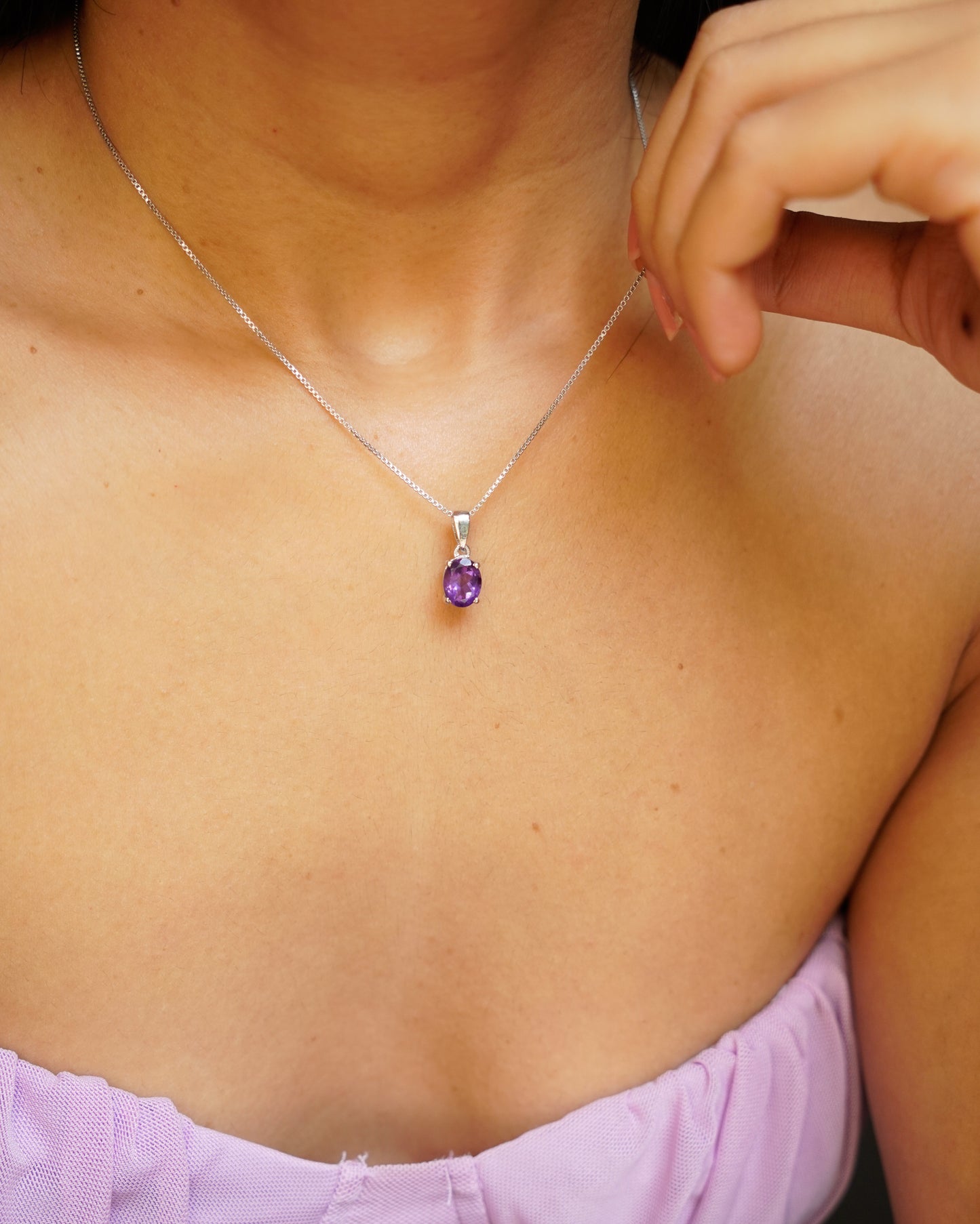 ARTEMIS- Purple Sunset Amethyst Pendant In 925 Silver
