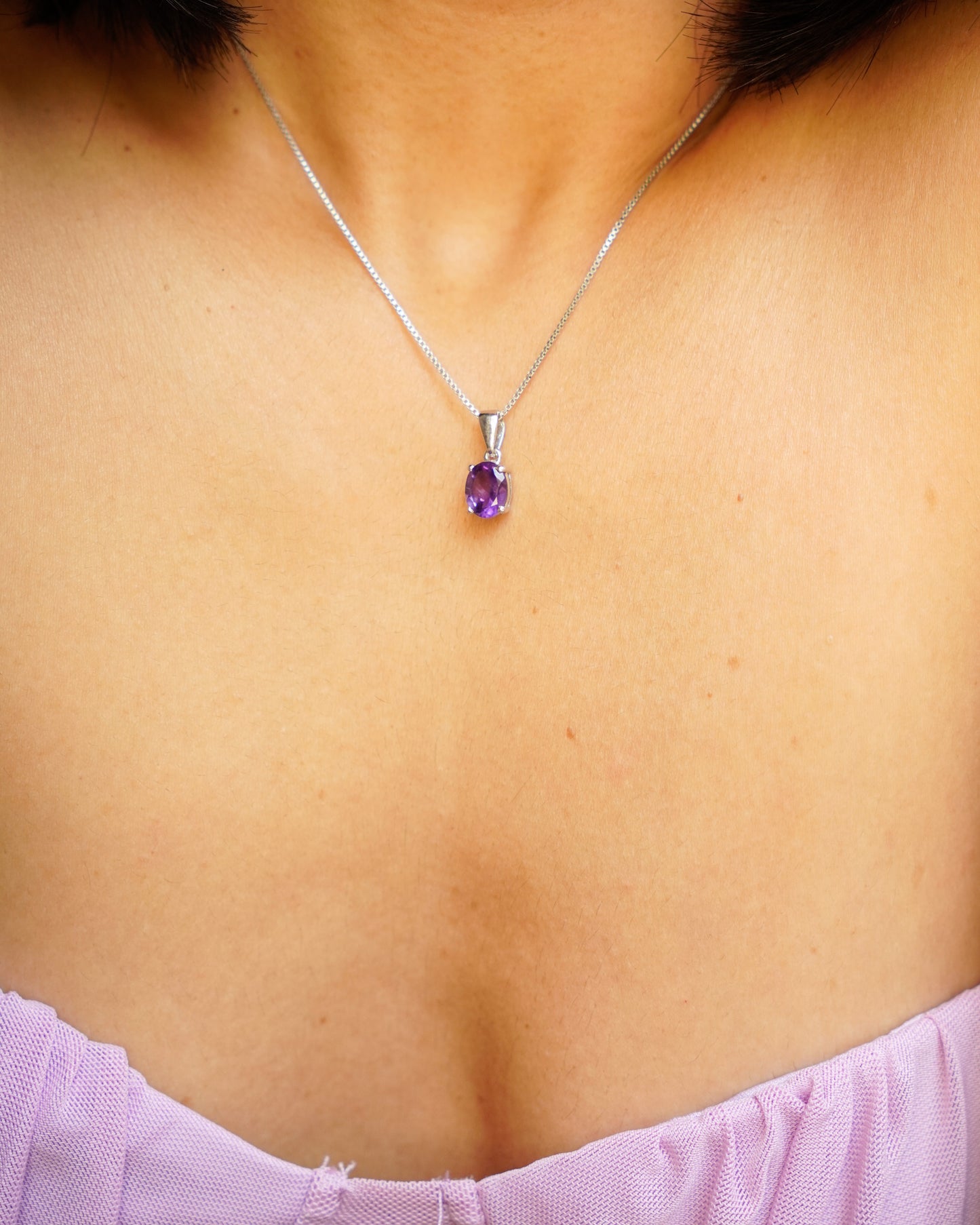 ARTEMIS- Purple Sunset Amethyst Pendant In 925 Silver