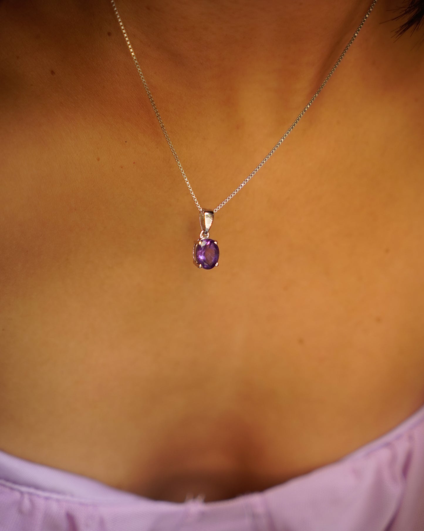 ARTEMIS- Purple Sunset Amethyst Pendant In 925 Silver