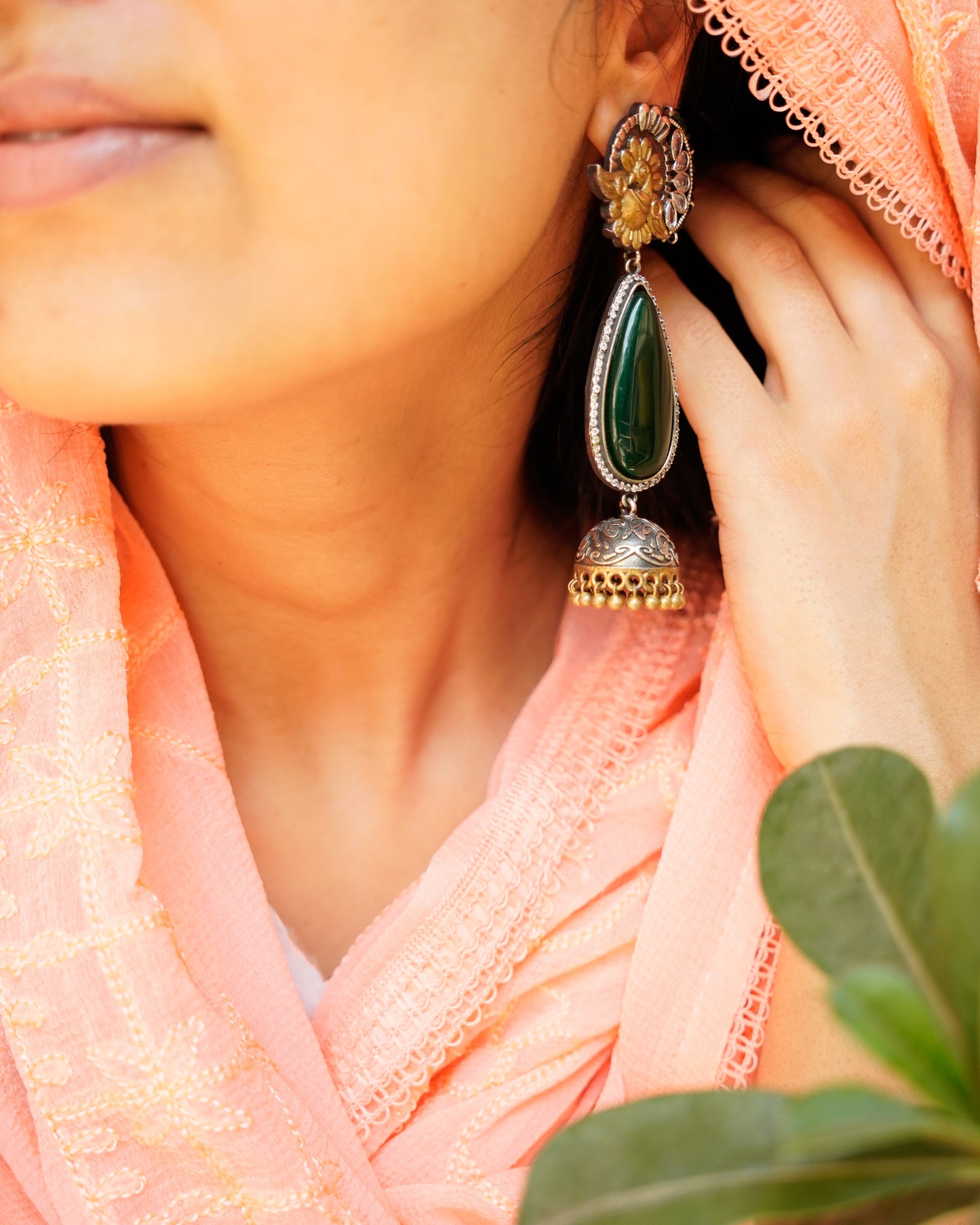 Anassa- Beautiful Coloured Stone Jhumka