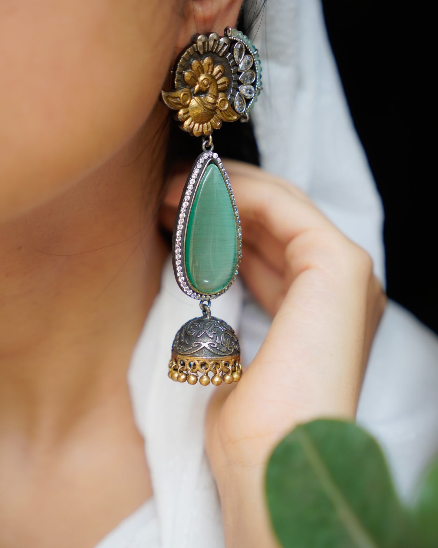 Anassa- Beautiful Coloured Stone Jhumka