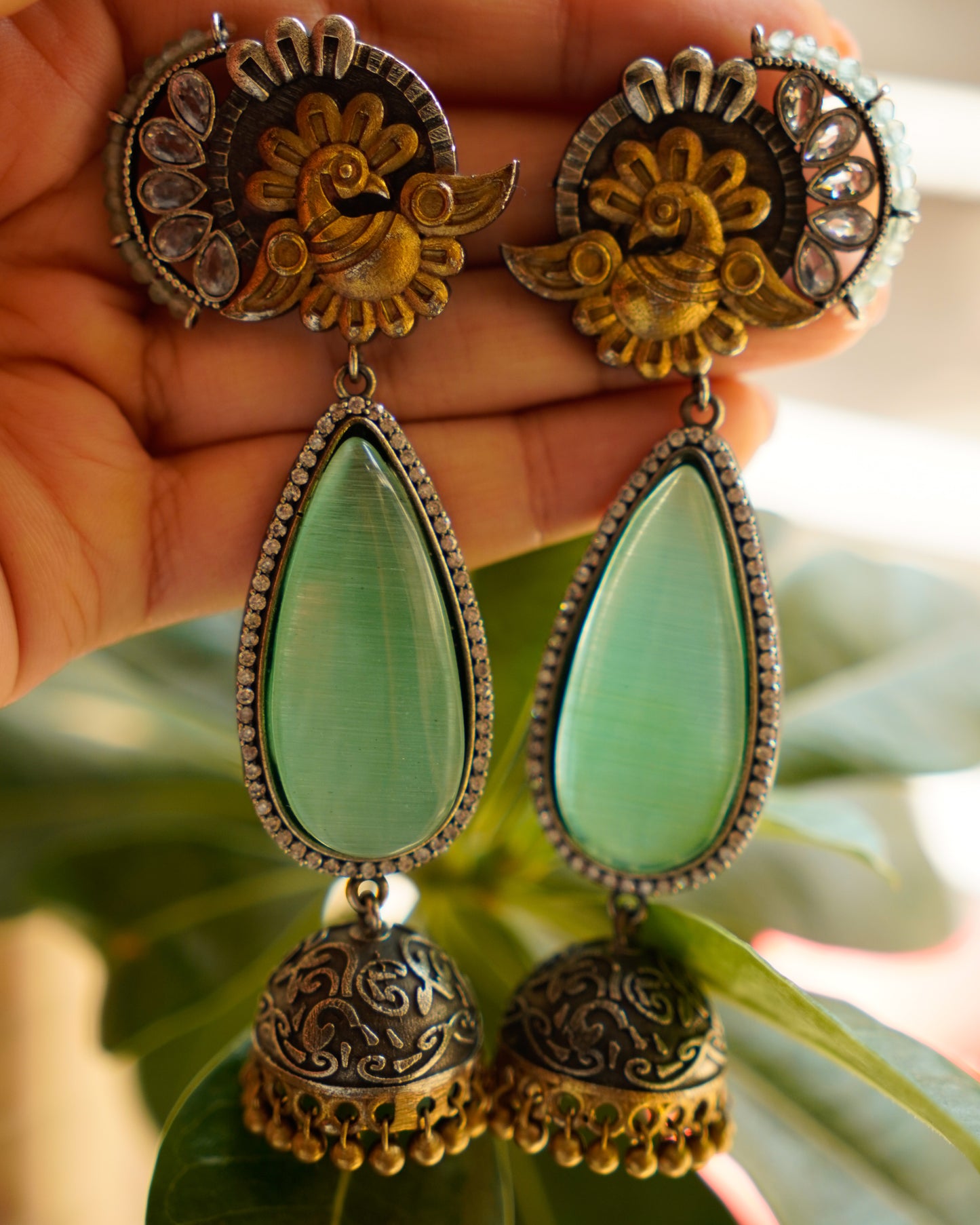 Anassa- Beautiful Coloured Stone Jhumka