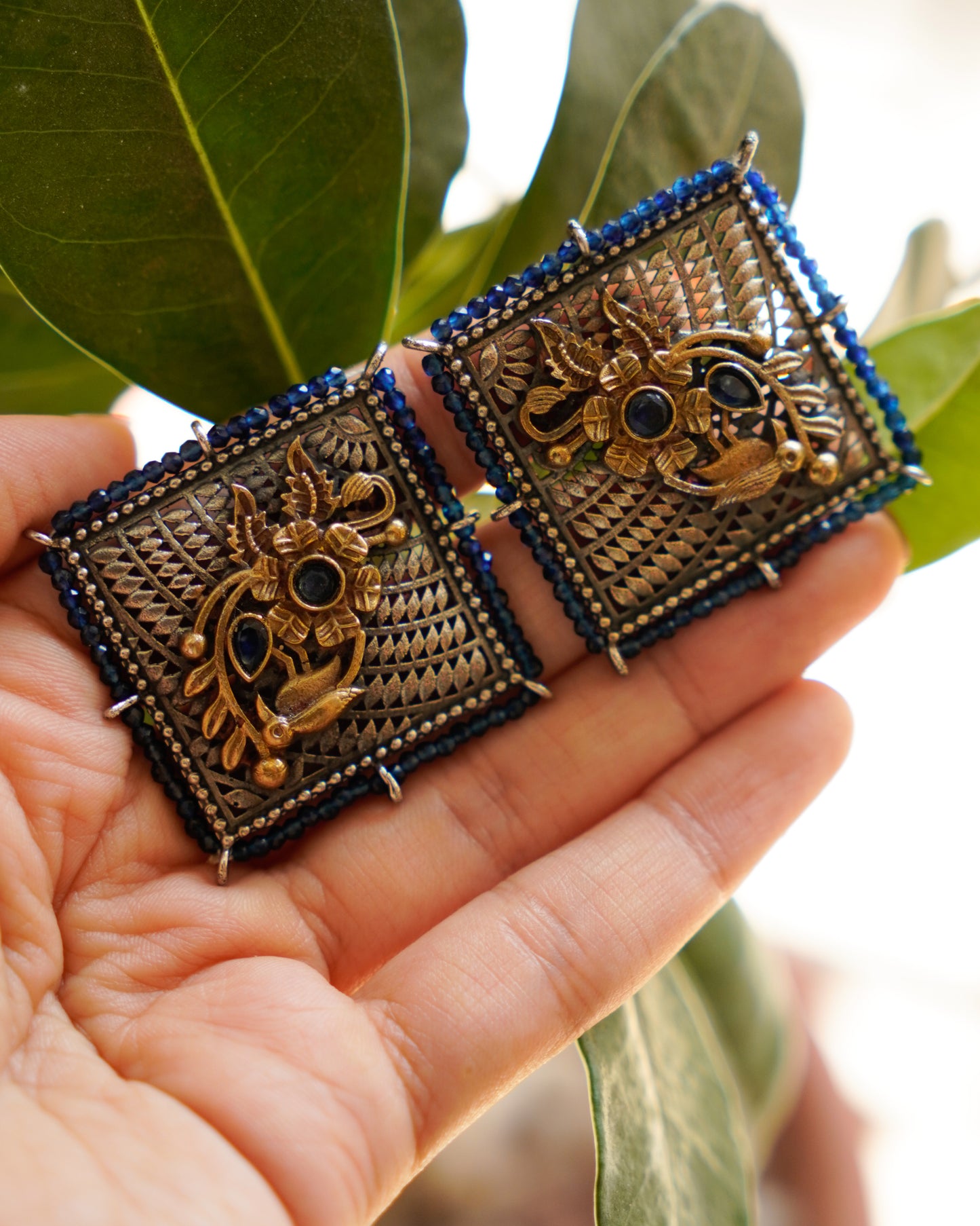 Anassa-Blooming Aviary Square Shaped Earrings