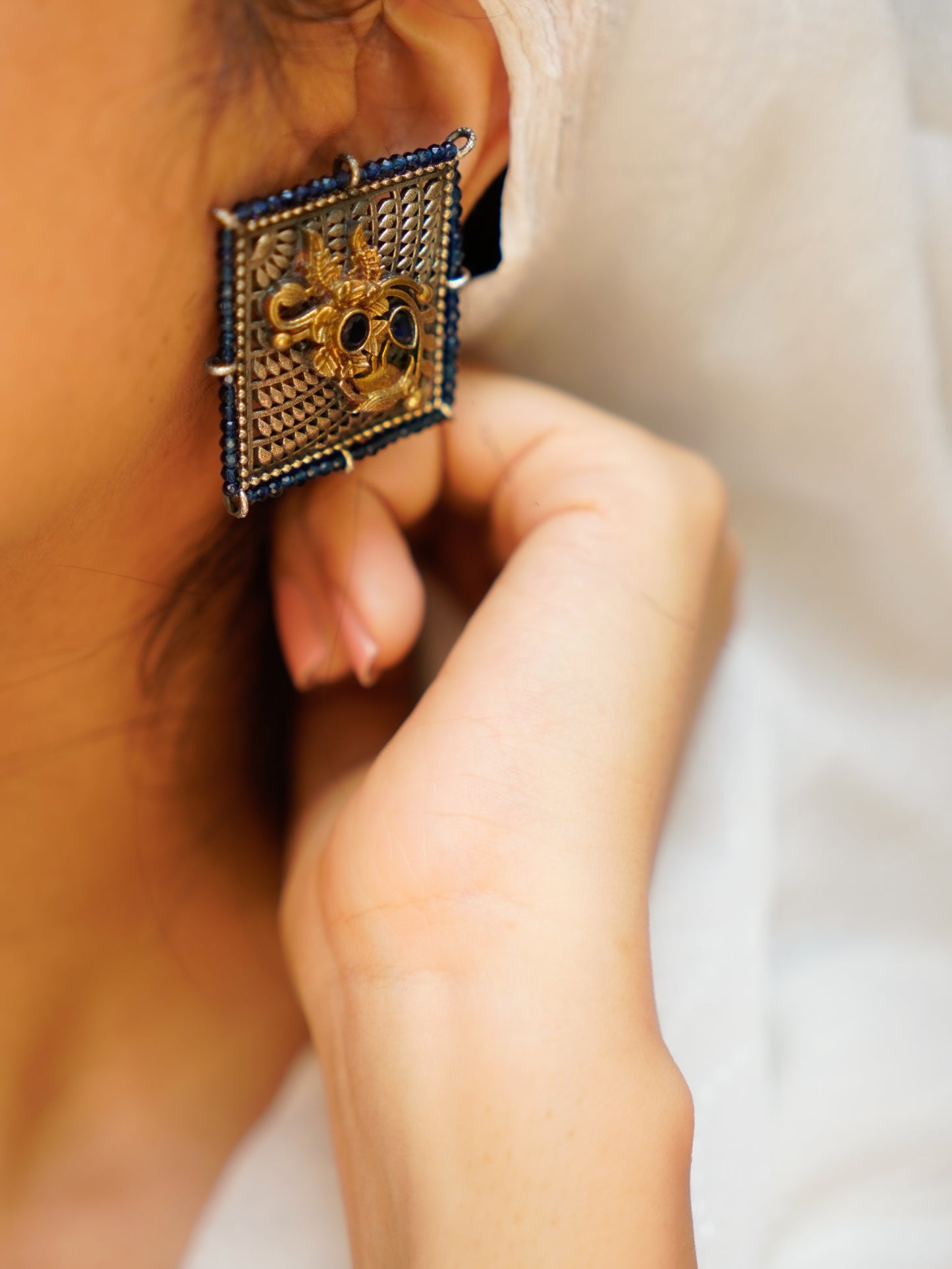 Anassa-Blooming Aviary Square Shaped Earrings
