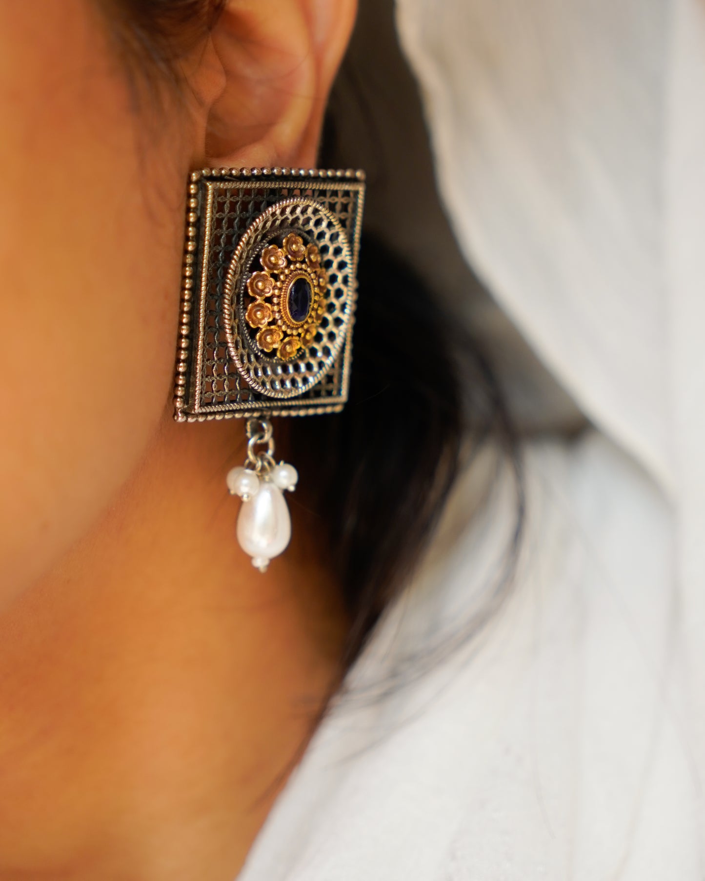 Anassa-Floral Radiance Square Earrings