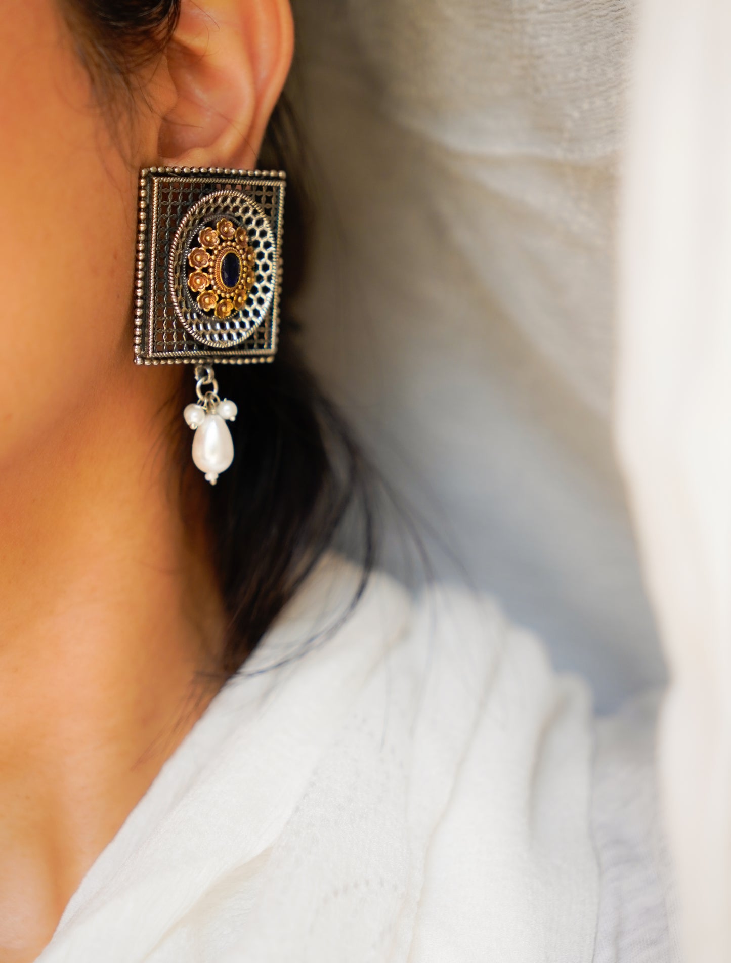 Anassa-Floral Radiance Square Earrings