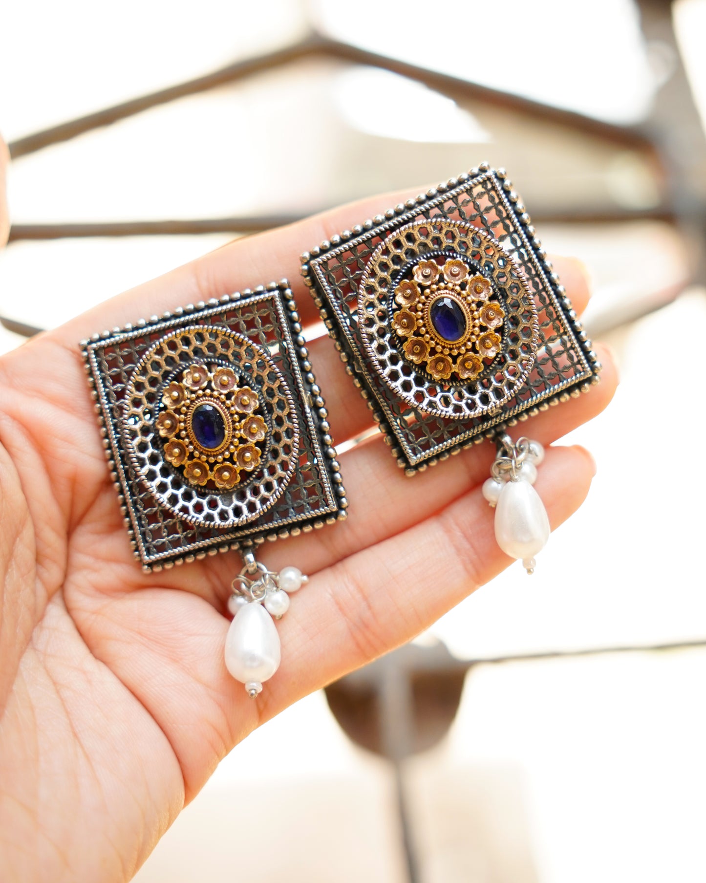 Anassa-Floral Radiance Square Earrings