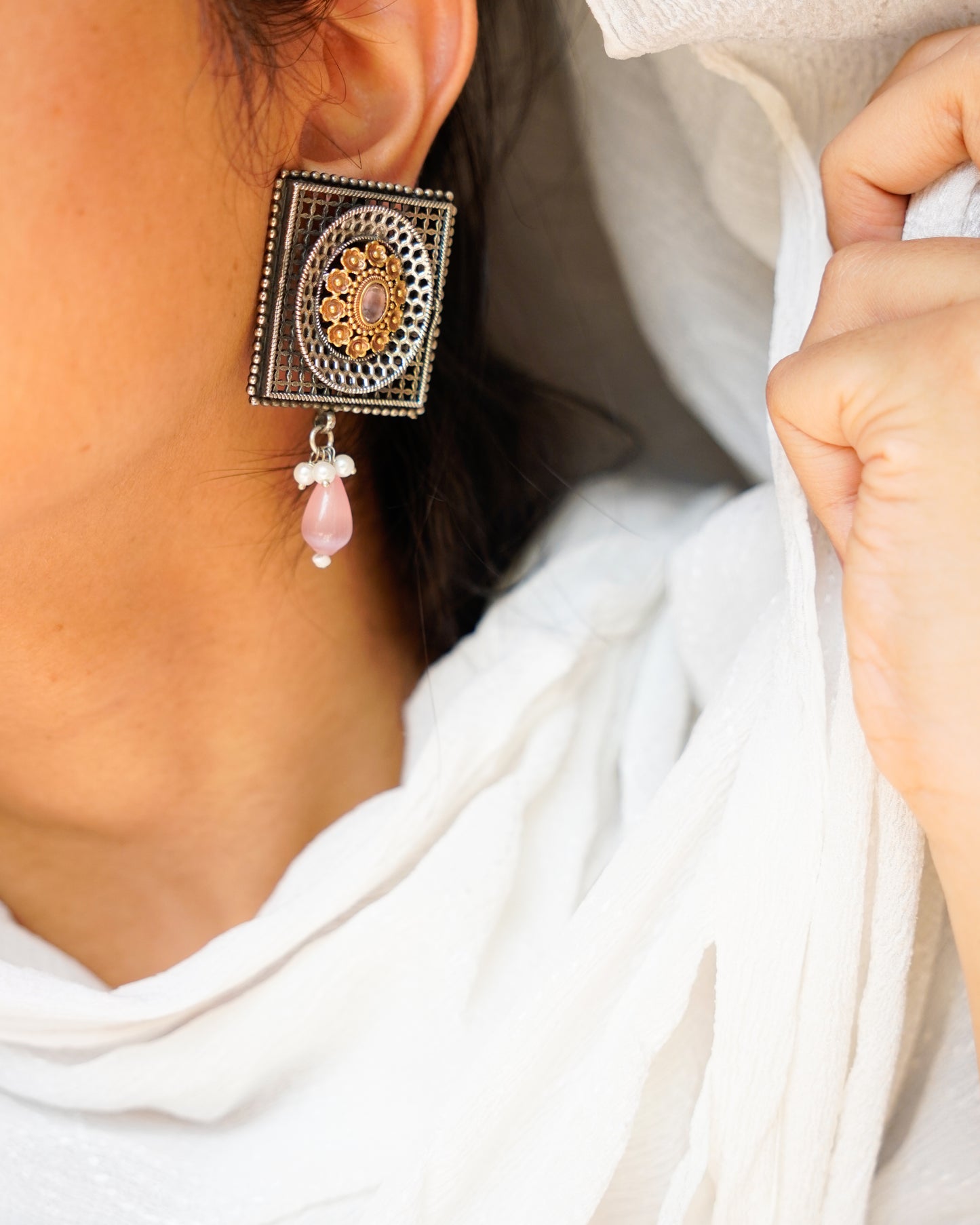 Anassa-Floral Radiance Square Earrings