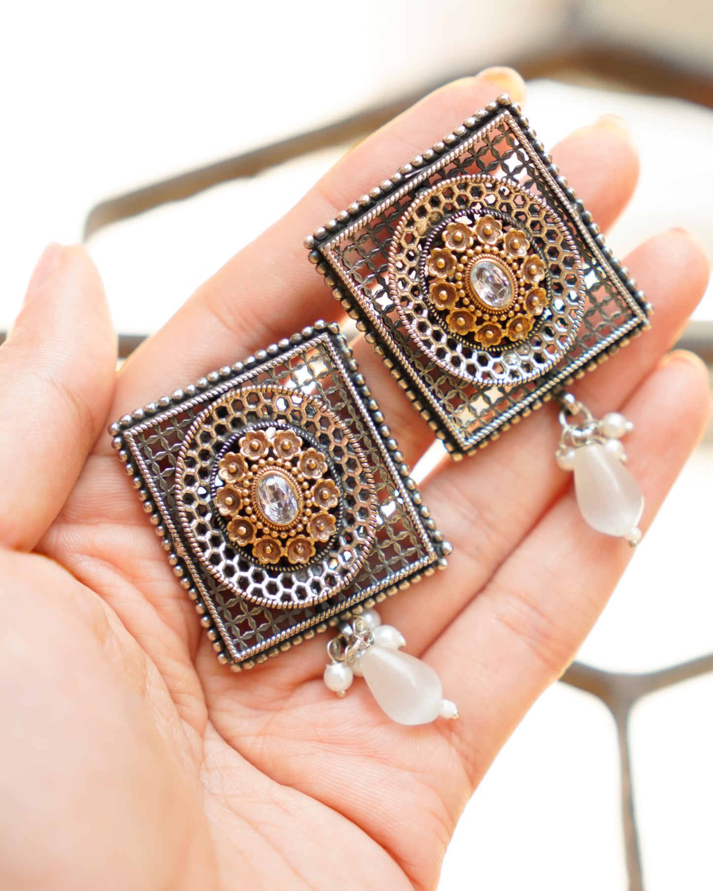 Anassa-Floral Radiance Square Earrings