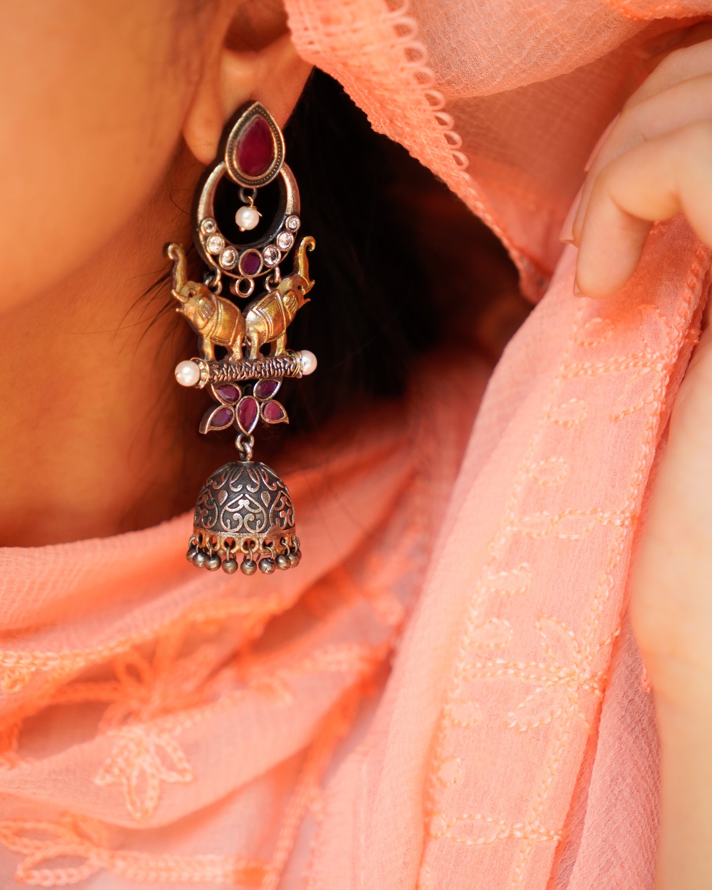 Anassa-Dual Tone Luminous Jhumka Earrings