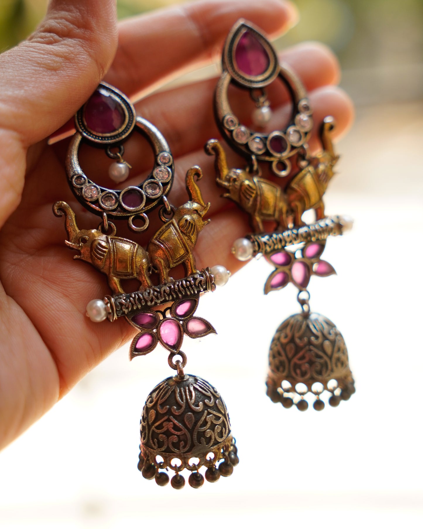 Anassa-Dual Tone Luminous Jhumka Earrings