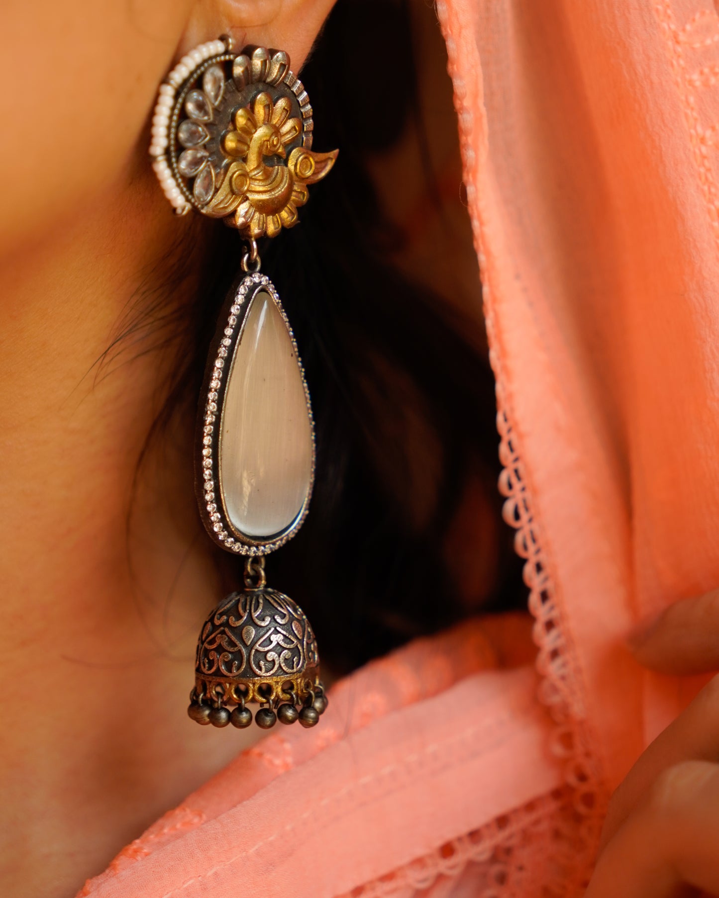 Anassa- Beautiful Coloured Stone Jhumka