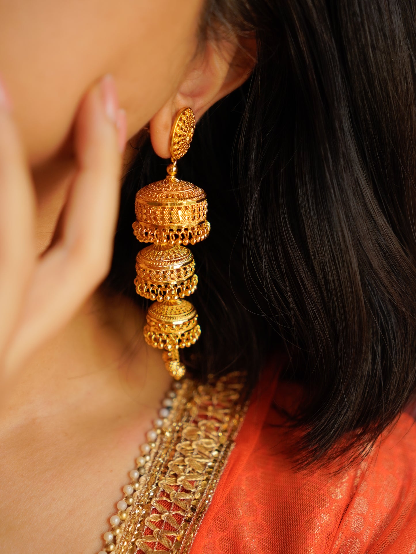 ORO-Goddess Jhumka Earrings