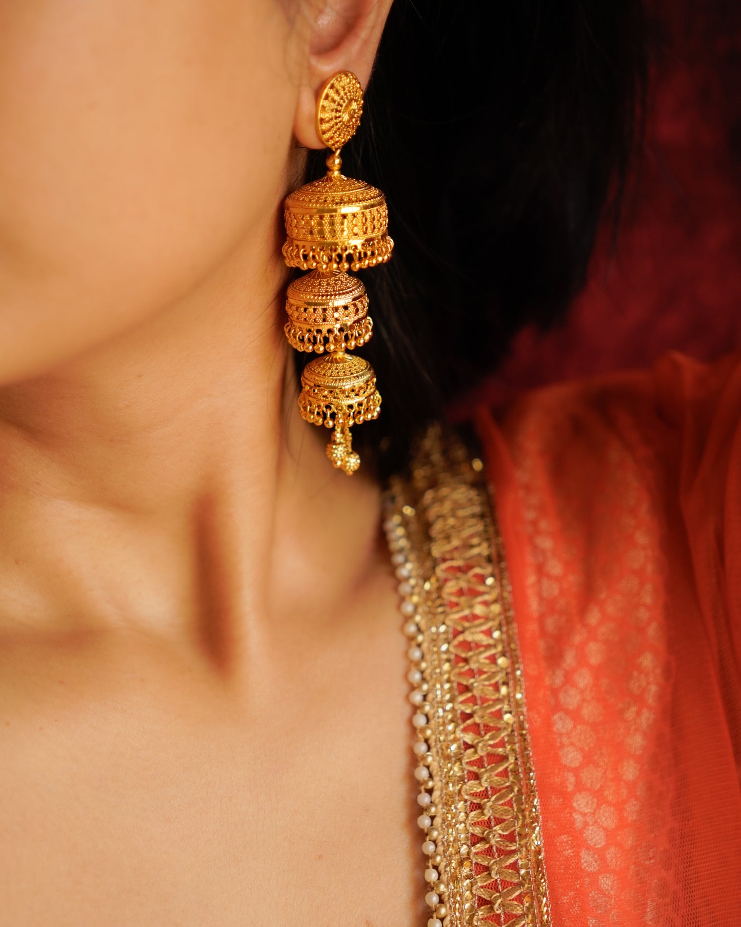 ORO-Goddess Jhumka Earrings