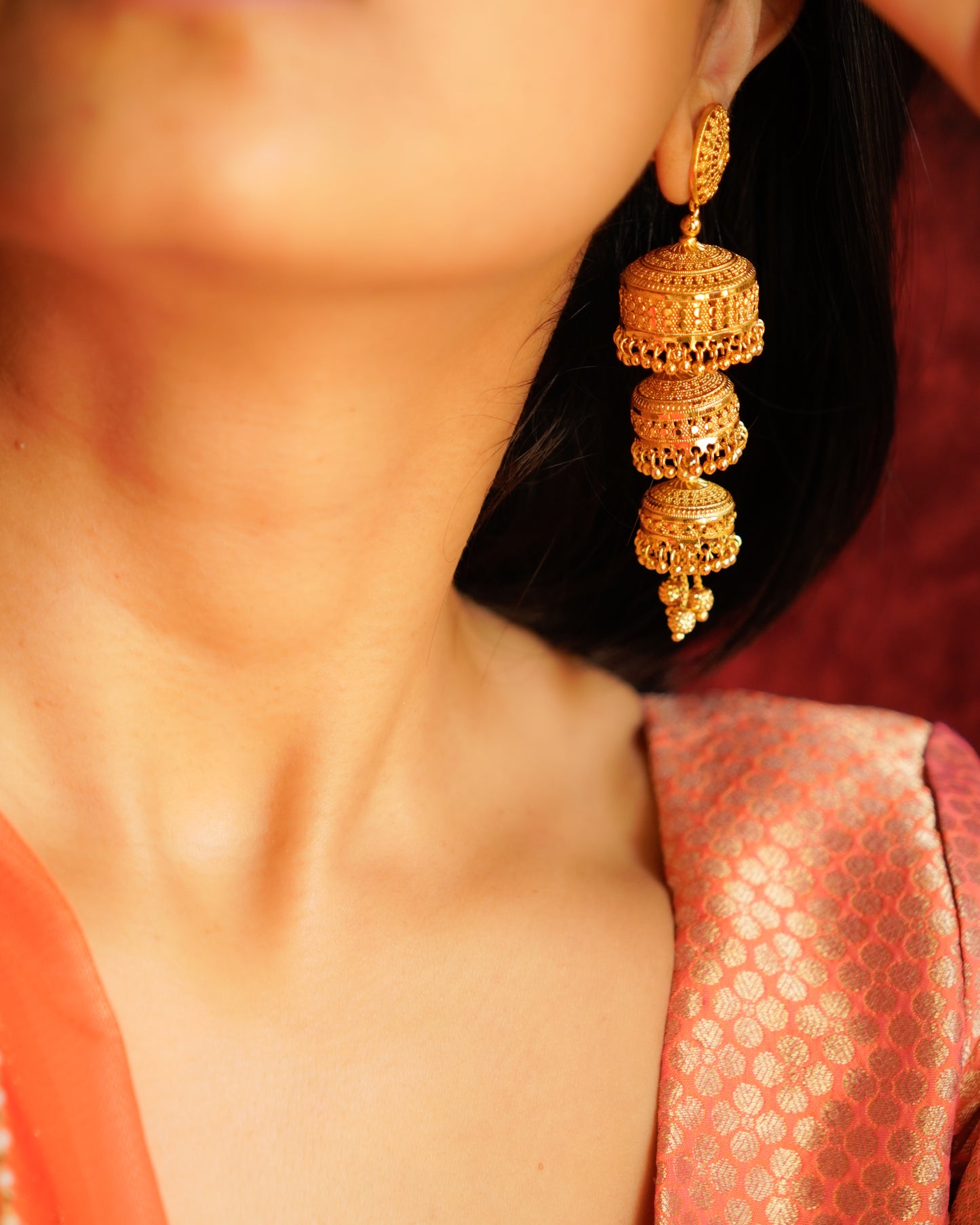 ORO-Goddess Jhumka Earrings