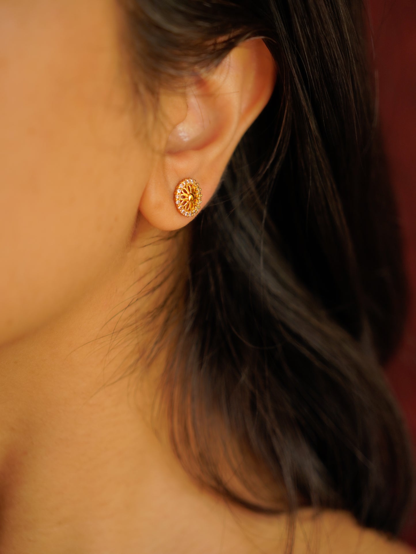 Oro- Blooming Flower Stud Earrings