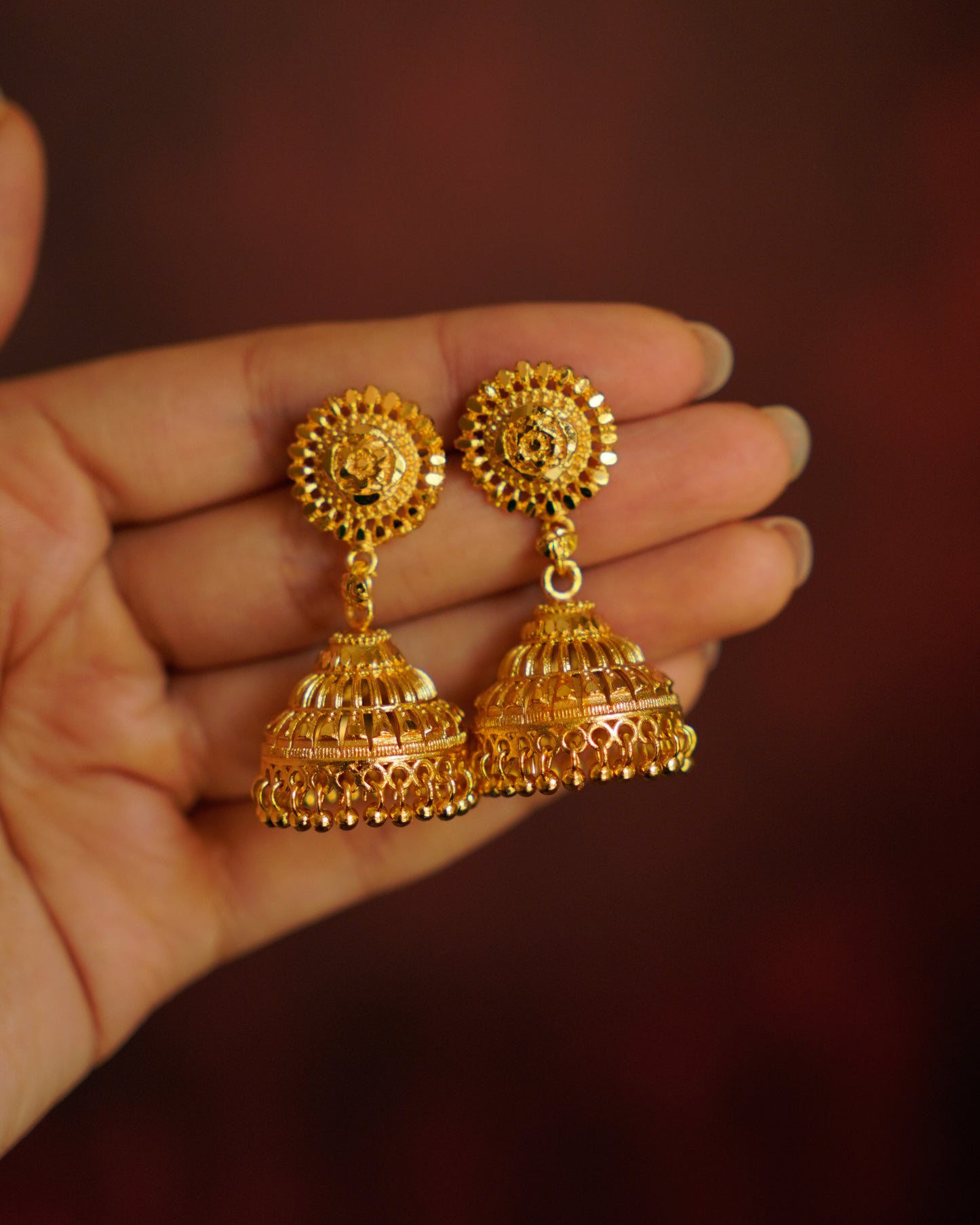 ORO- Luxurious Gold Jhumka Earrings