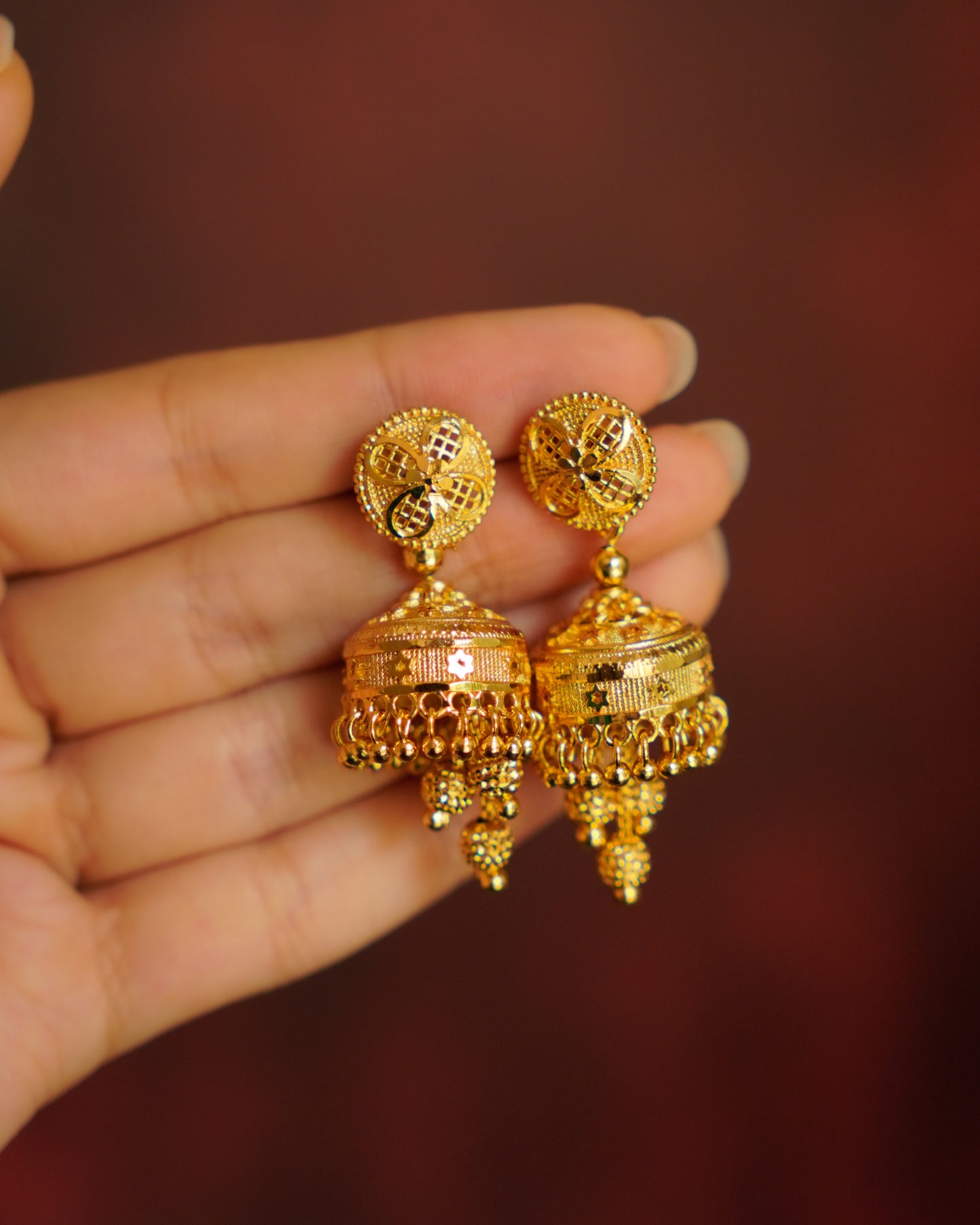 ORO-Divine Radiance Gold Jhumka Earrings