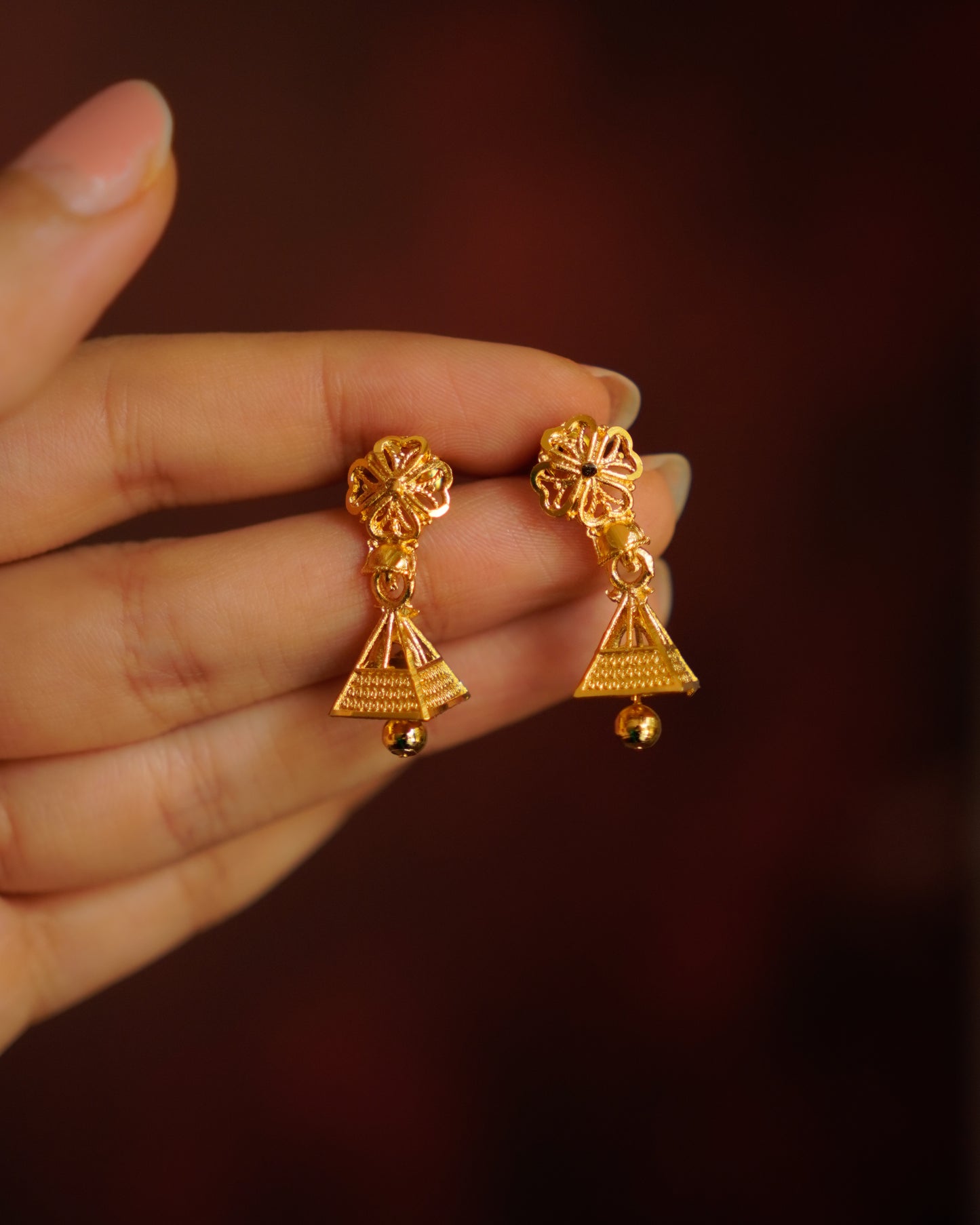ORO- Enticing Mini Floral Jhumki Earrings