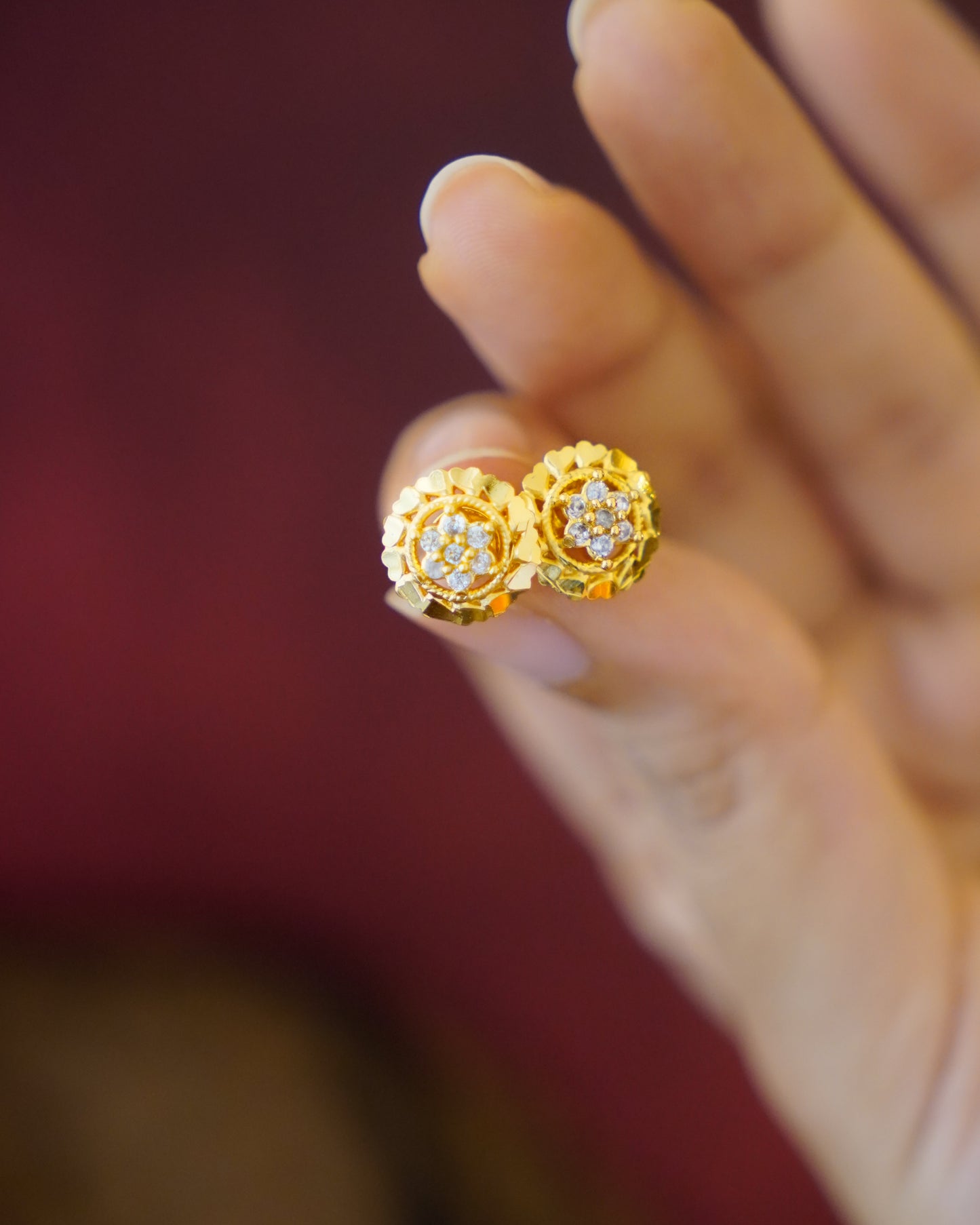 ORO-Floral Love Stud Earrings