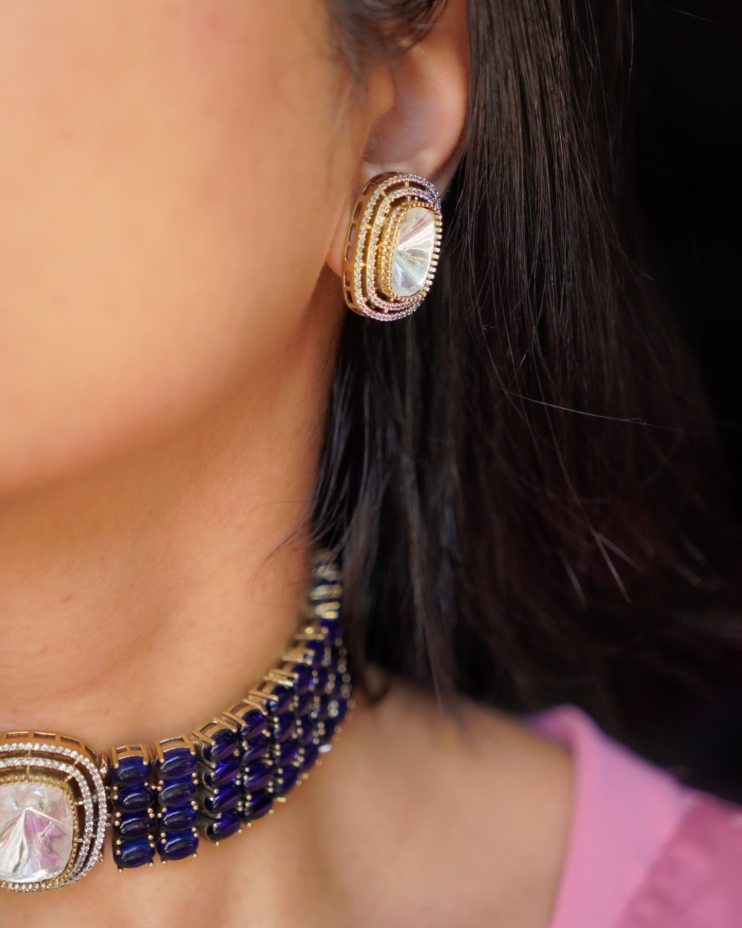 ZIKHIN- Elegant Diva Choker Necklace With Matching Earrings