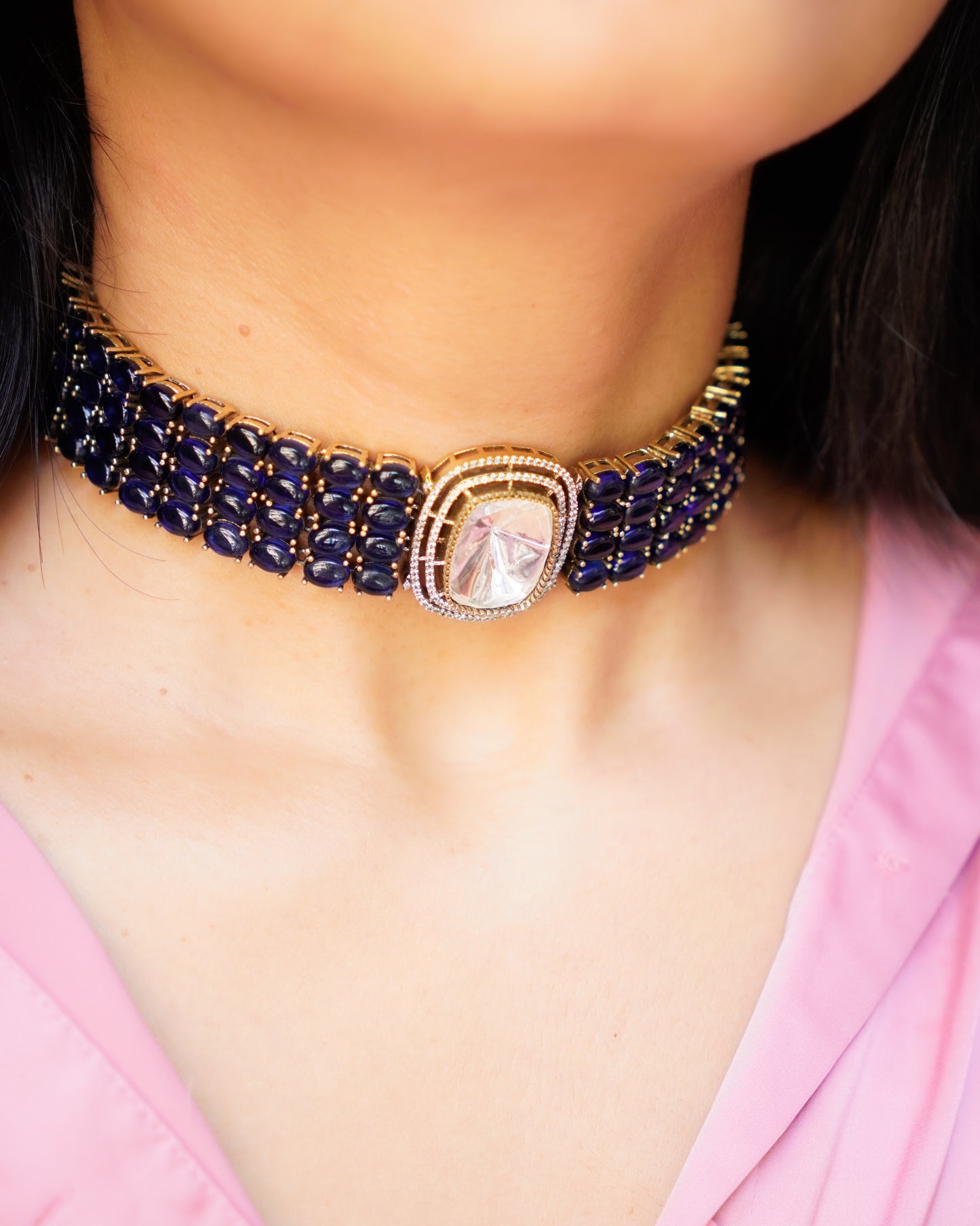 ZIKHIN- Elegant Diva Choker Necklace With Matching Earrings
