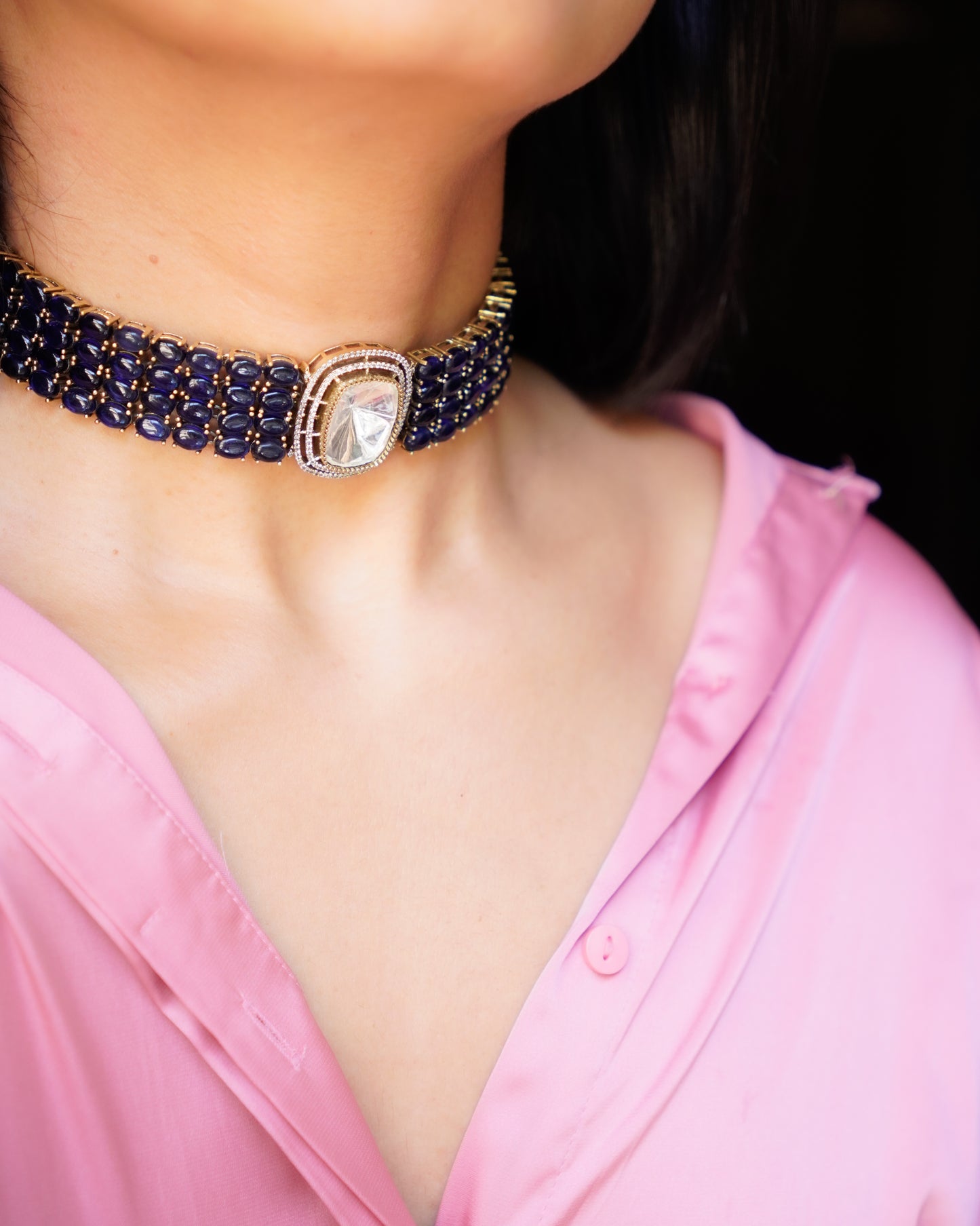 ZIKHIN- Elegant Diva Choker Necklace With Matching Earrings