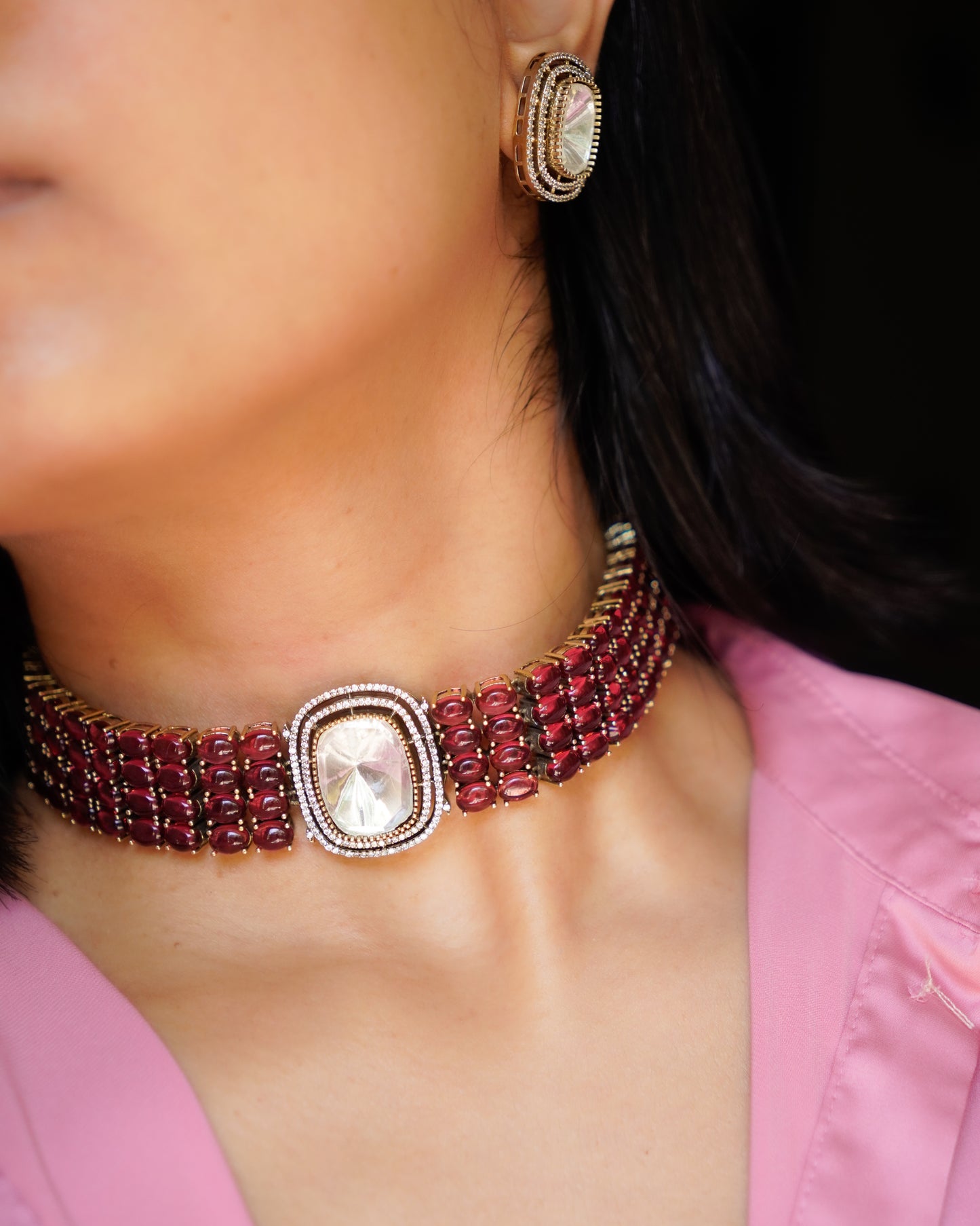 ZIKHIN- Elegant Diva Choker Necklace With Matching Earrings