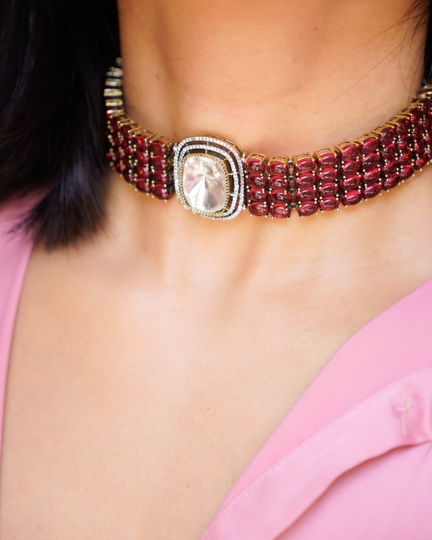 ZIKHIN- Elegant Diva Choker Necklace With Matching Earrings