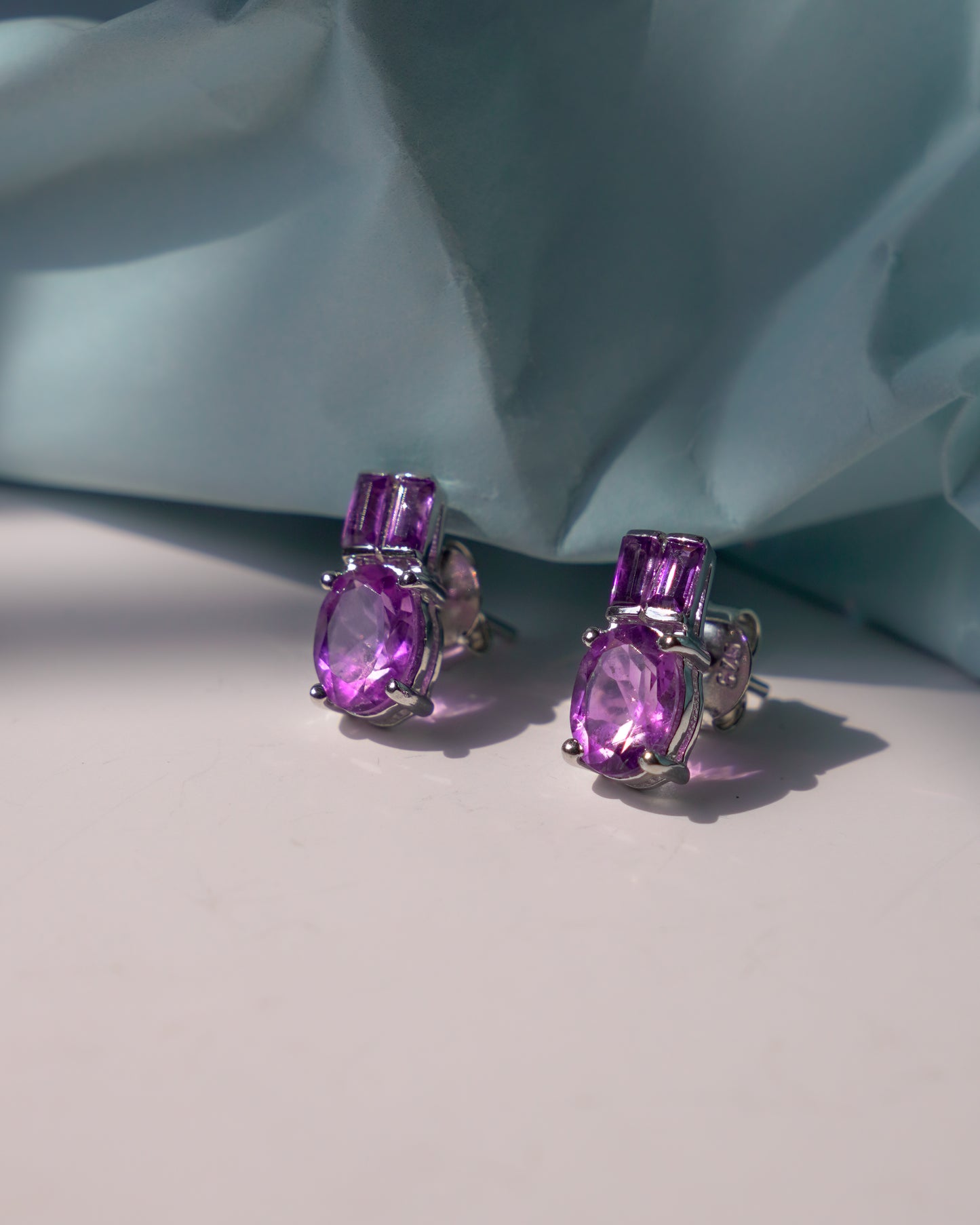 ARTEMIS- Purple Amethyst Earrings In 925 Silver