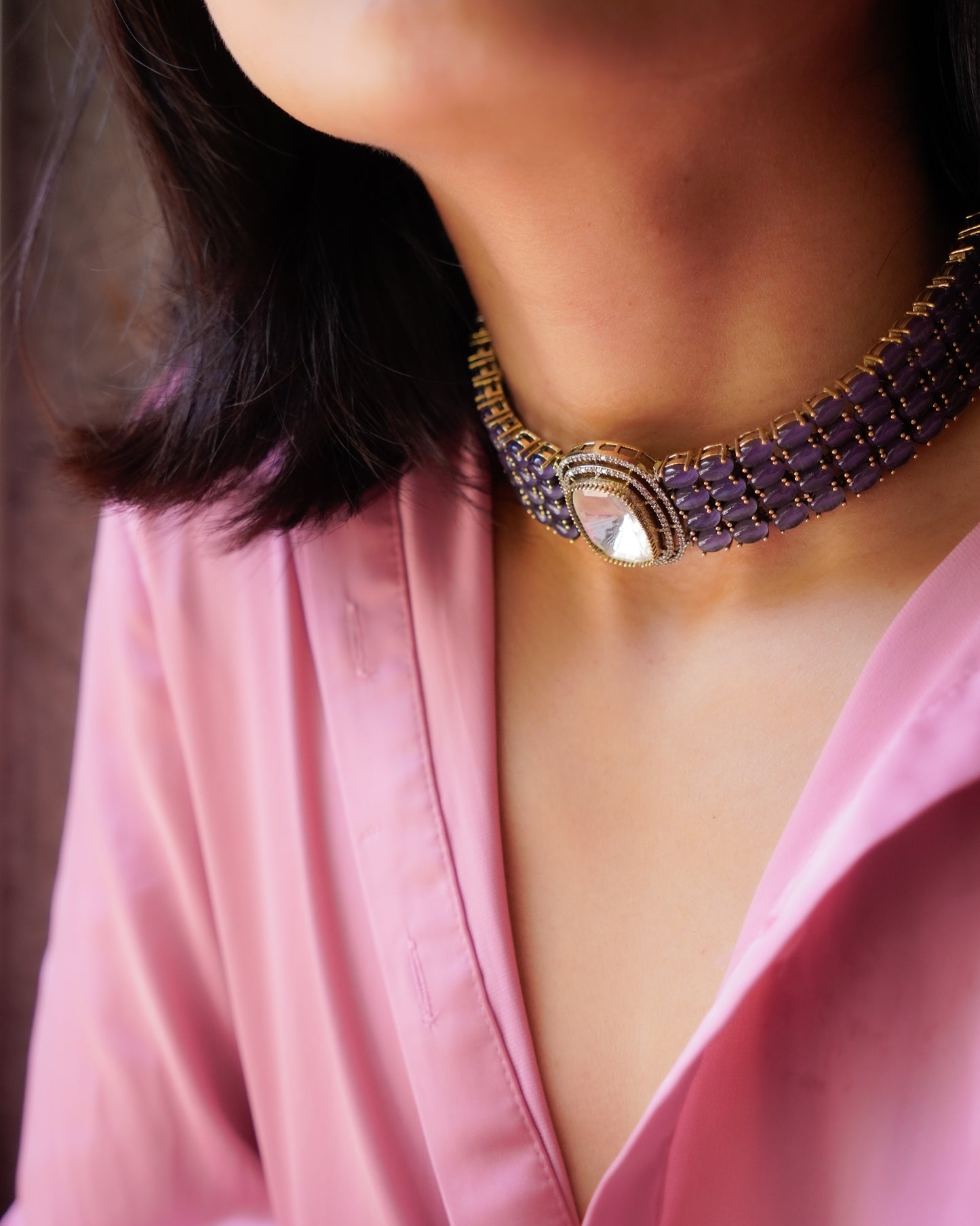 ZIKHIN- Elegant Diva Choker Necklace With Matching Earrings