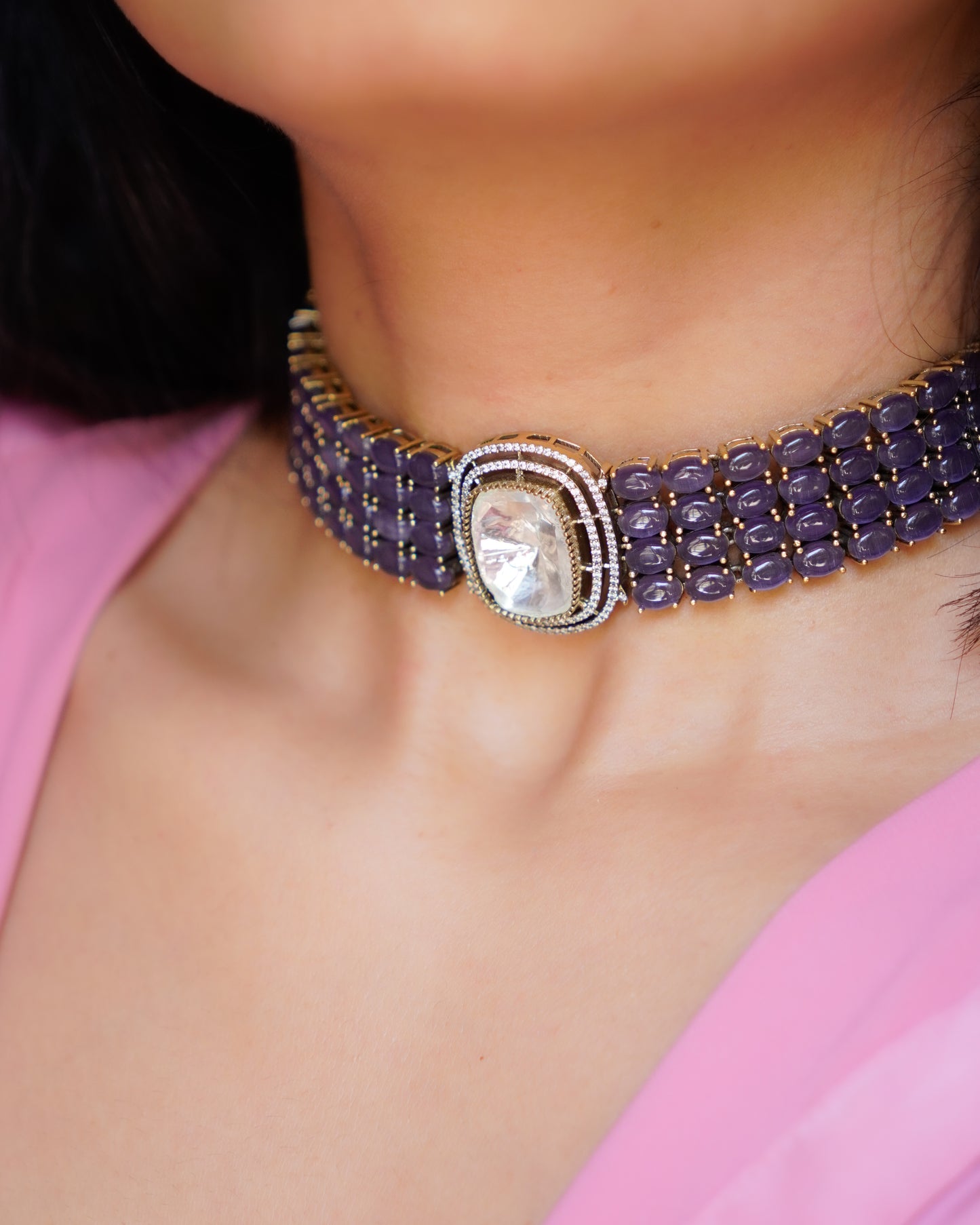 ZIKHIN- Elegant Diva Choker Necklace With Matching Earrings