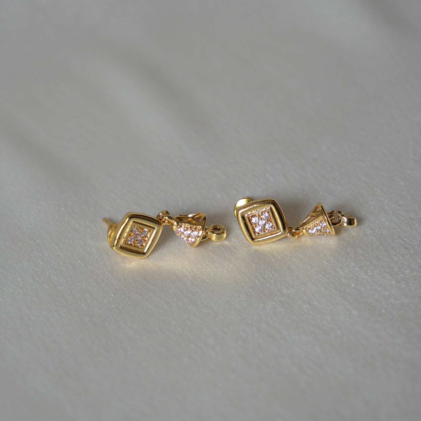 ORO- Stone Studded Mini Dangle Earrings