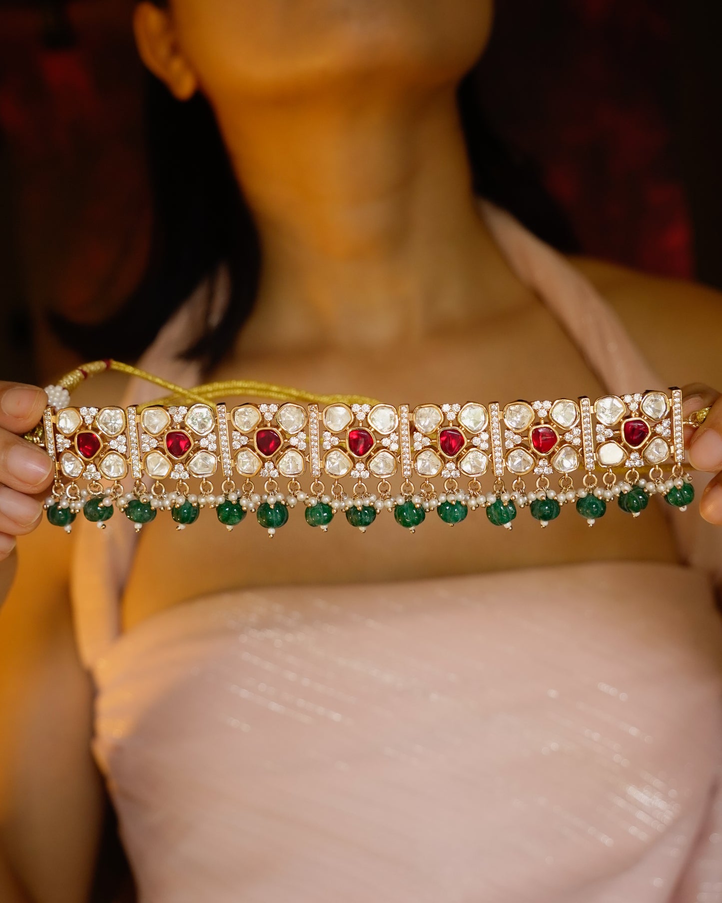 ROOP- Royal Heirloom Kundan Choker Set – Ruby & Emerald Edition