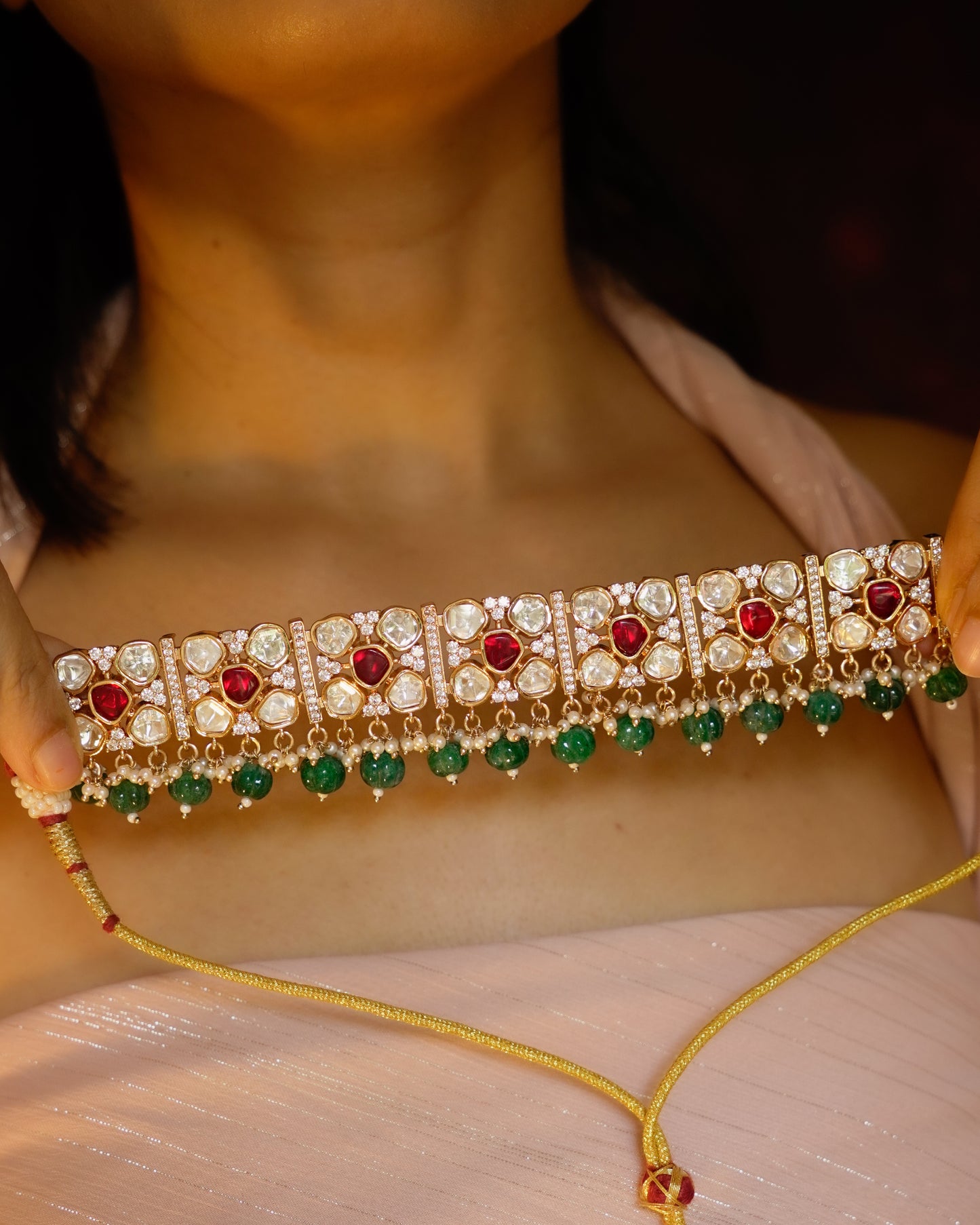 ROOP- Royal Heirloom Kundan Choker Set – Ruby & Emerald Edition