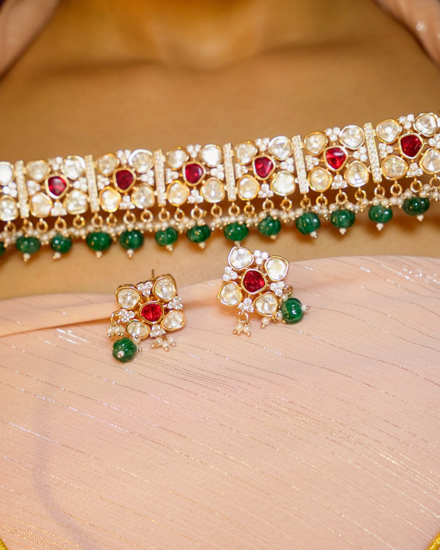 ROOP- Royal Heirloom Kundan Choker Set – Ruby & Emerald Edition