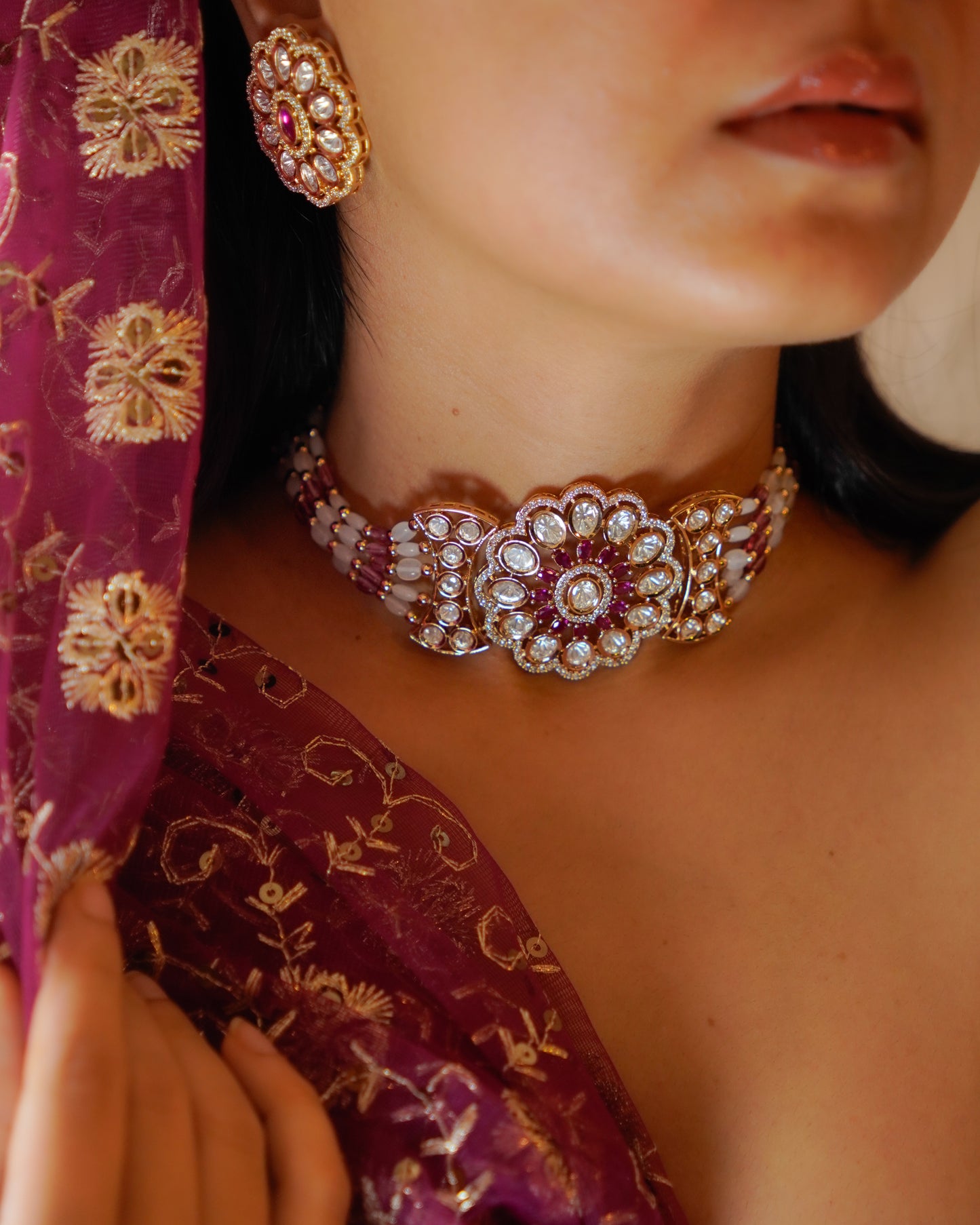 ROOP- Royal Ruby Kundan Choker Set