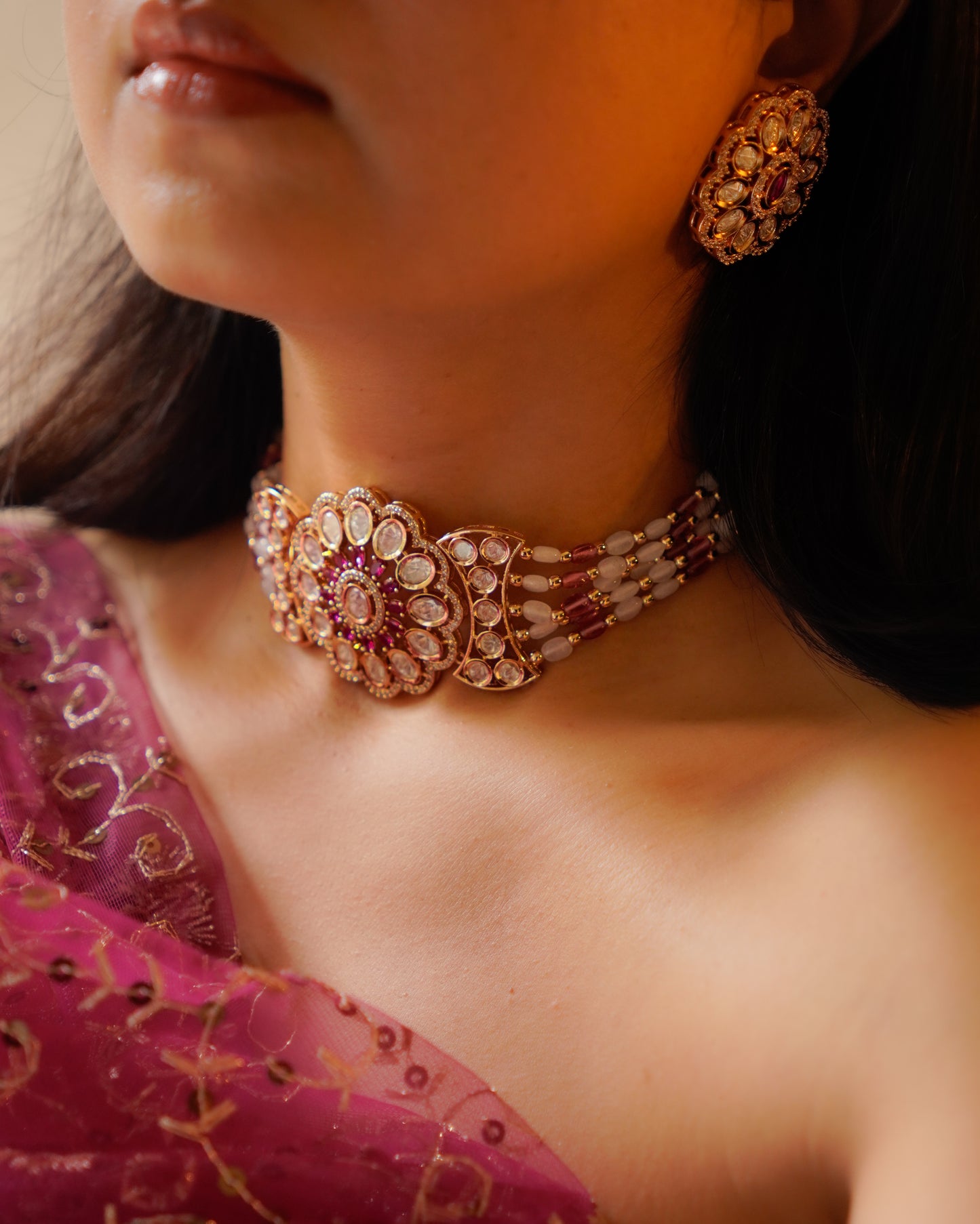 ROOP- Royal Ruby Kundan Choker Set