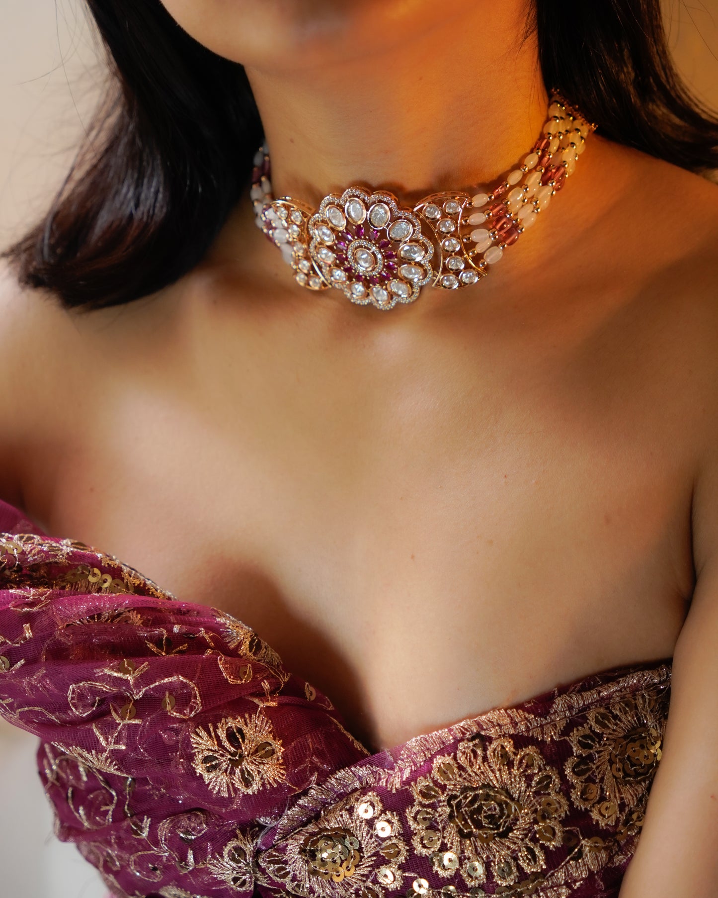 ROOP- Royal Ruby Kundan Choker Set