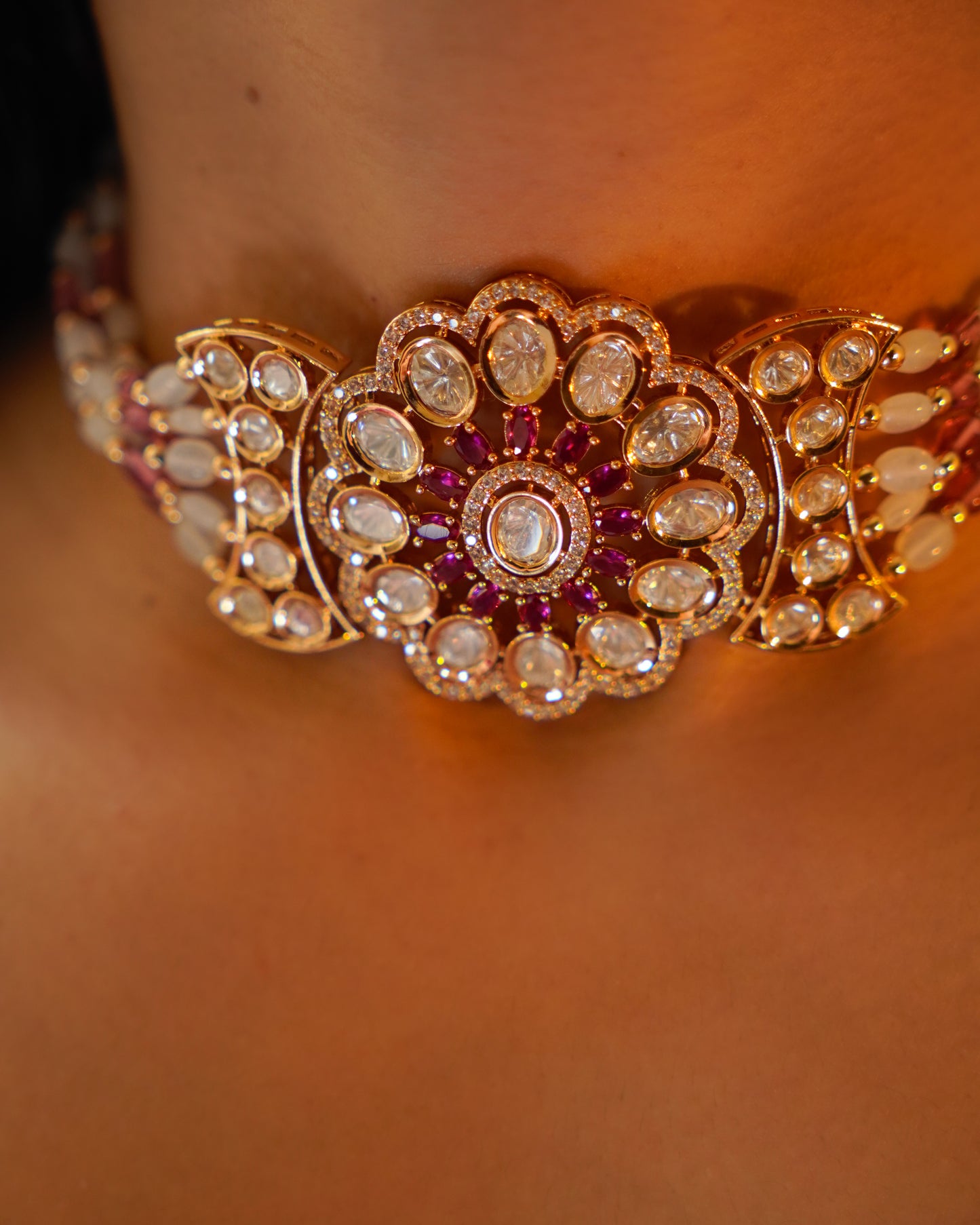 ROOP- Royal Ruby Kundan Choker Set