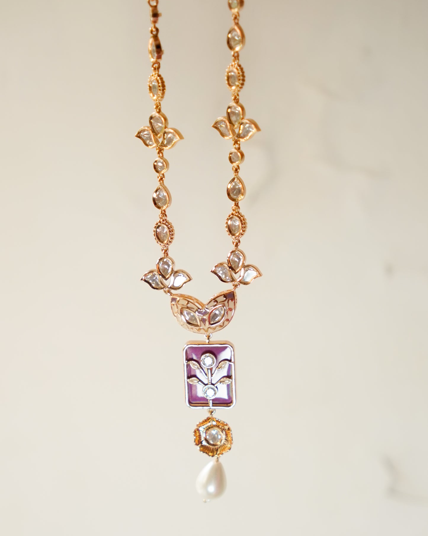 ROOP- Pink Pearl Pendant Necklace Set