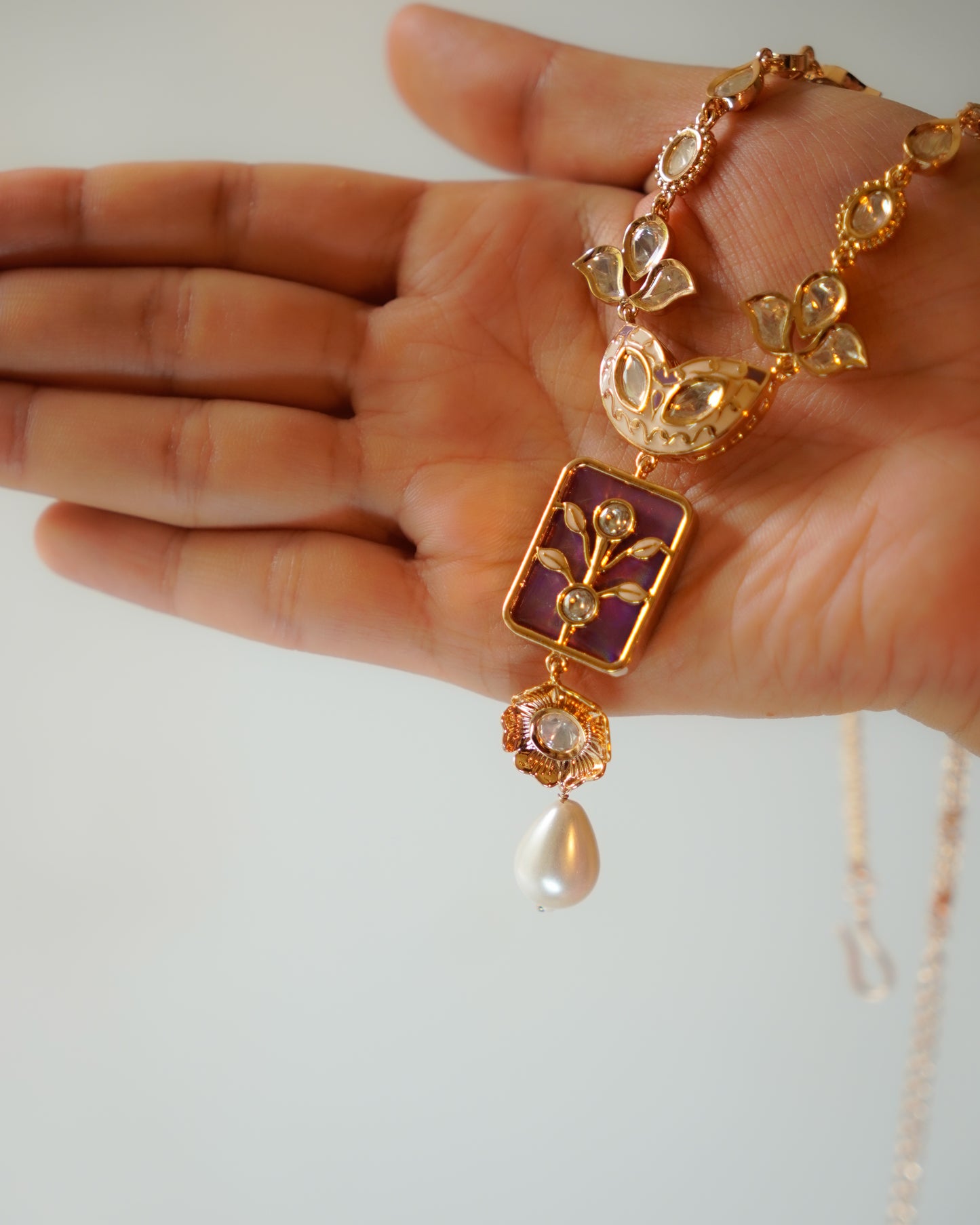 ROOP- Pink Pearl Pendant Necklace Set